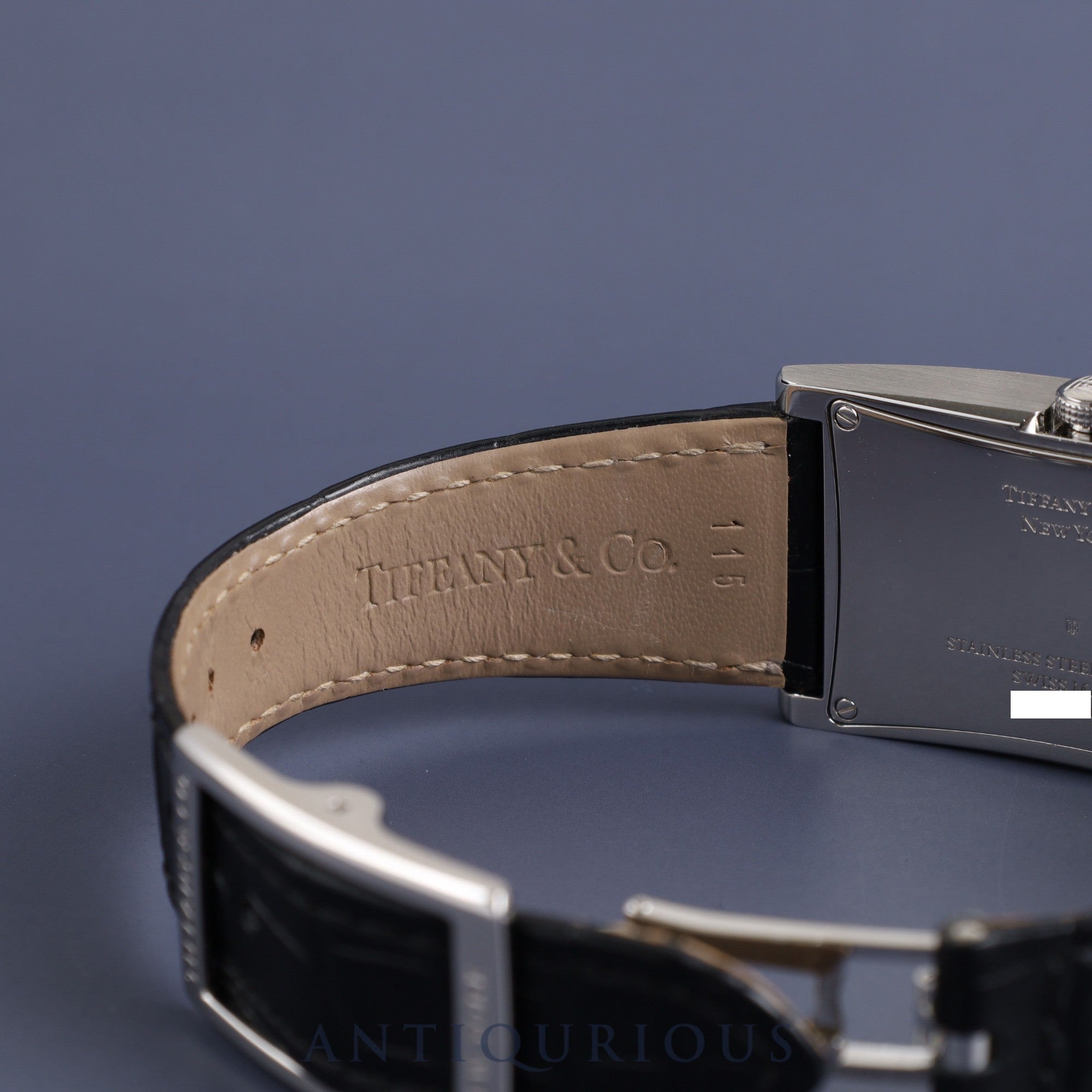 ティファニー イーストウエスト 37447102 クォーツ SS 純正革ベルト 純正バックル(SS)シルバー文字盤 サービスケース オーバーホール済み