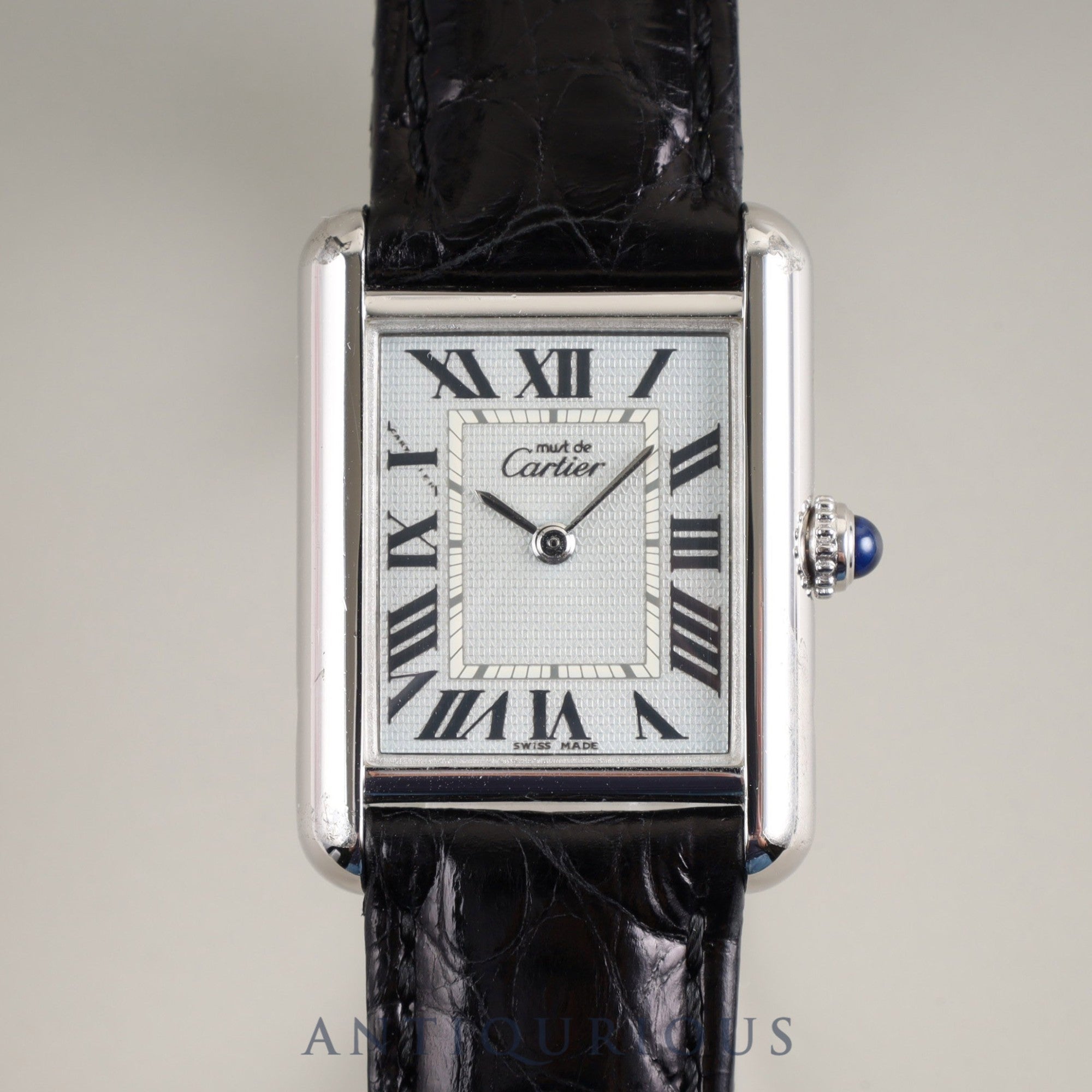 カルティエ マストタンク MM 2416 クォーツ Cal.057 SV925 革 純正Dバックル(SS)シルバーローマン文字盤(2000年クリスマス限定) オーバーホール済み