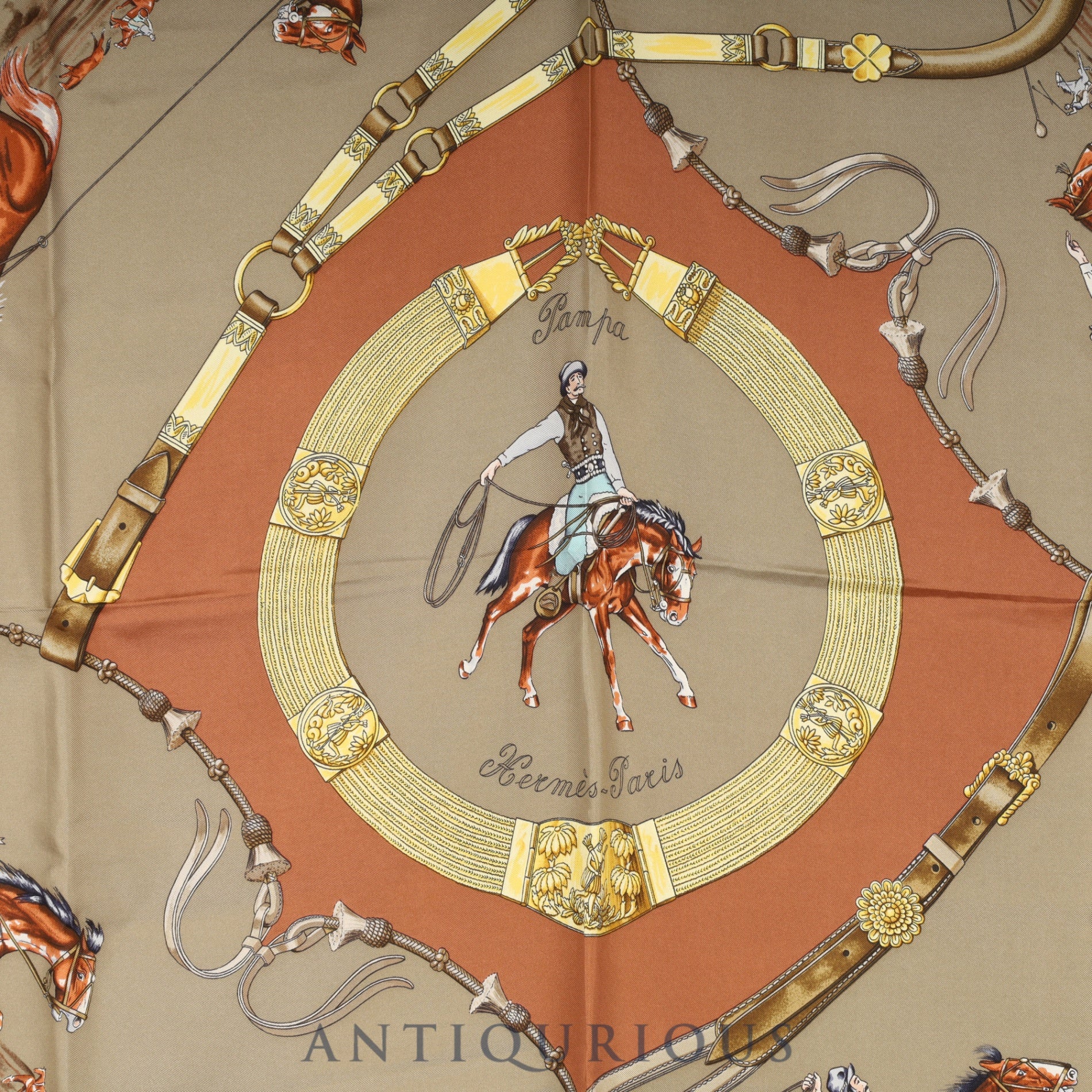 エルメス スカーフ カレ90 大草原 SILK100%