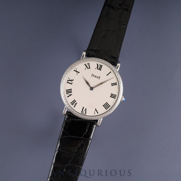 ピアジェ ラウンド 9026 手巻き Cal.9P1 750 革 純正尾錠(750) ホワイトローマン文字盤 30mm 箱 ケース 保存袋 オーバーホール済み