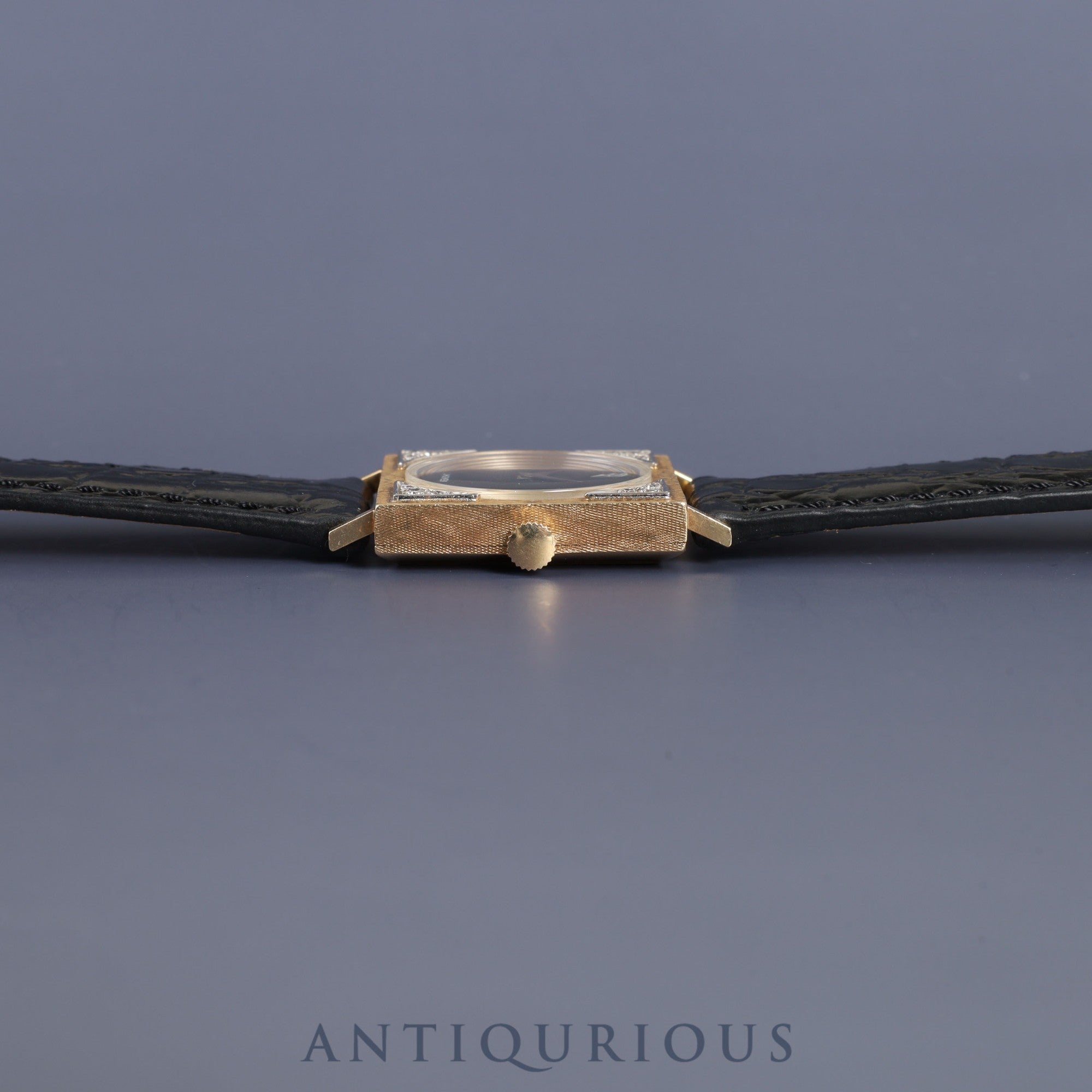 ロンジン タキシードウォッチ 手巻き Cal.528 14KT 革 ブラック文字盤 25.5×25.5mm 1950年代 オーバーホール済み