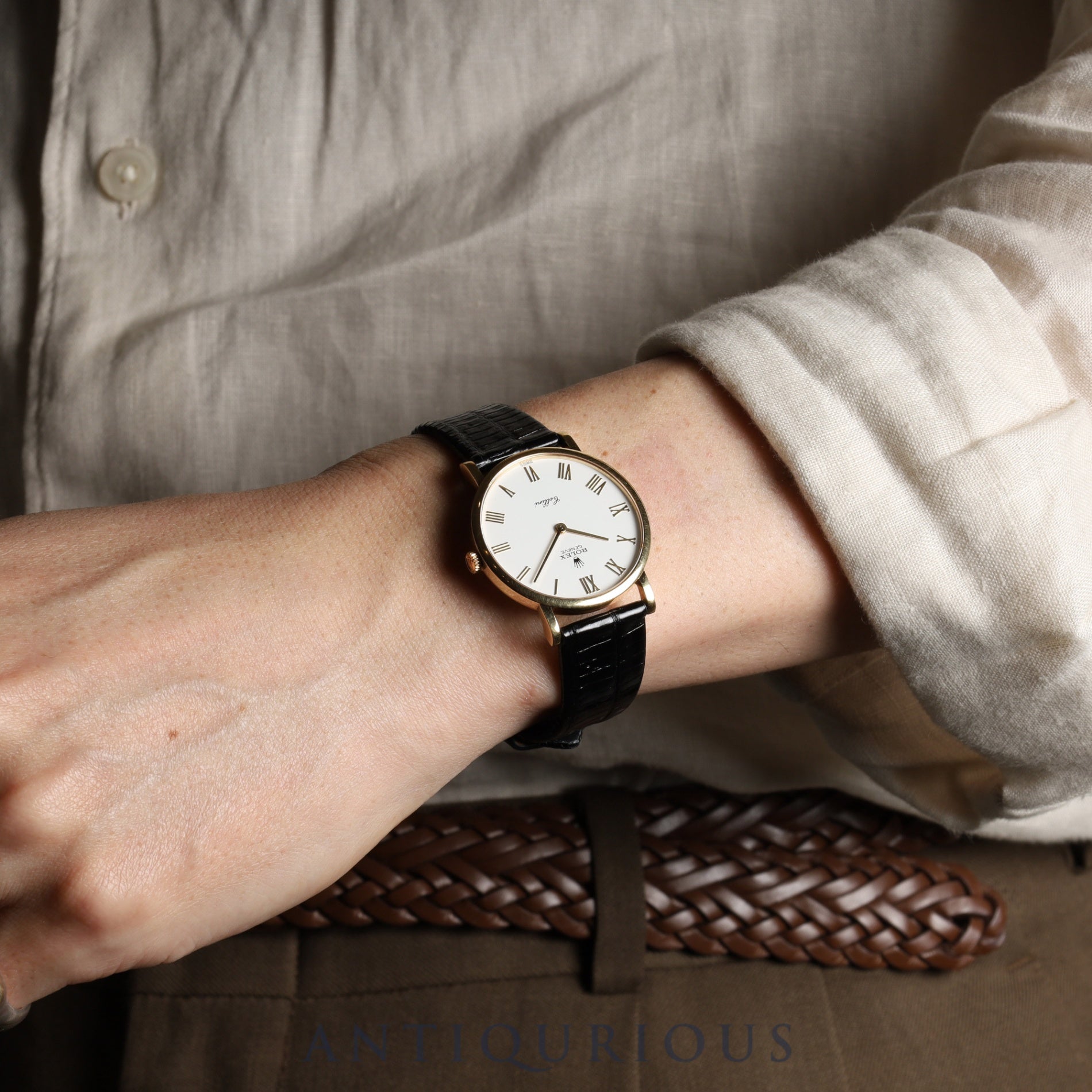 Rolex Cellini 5112/8 Manual Winding Caliber 1602 18K Leather Strap (750) White Roman Dial W Serial (1994-1995) Warranty Card Box Booklet Genuine Strap Overhauled