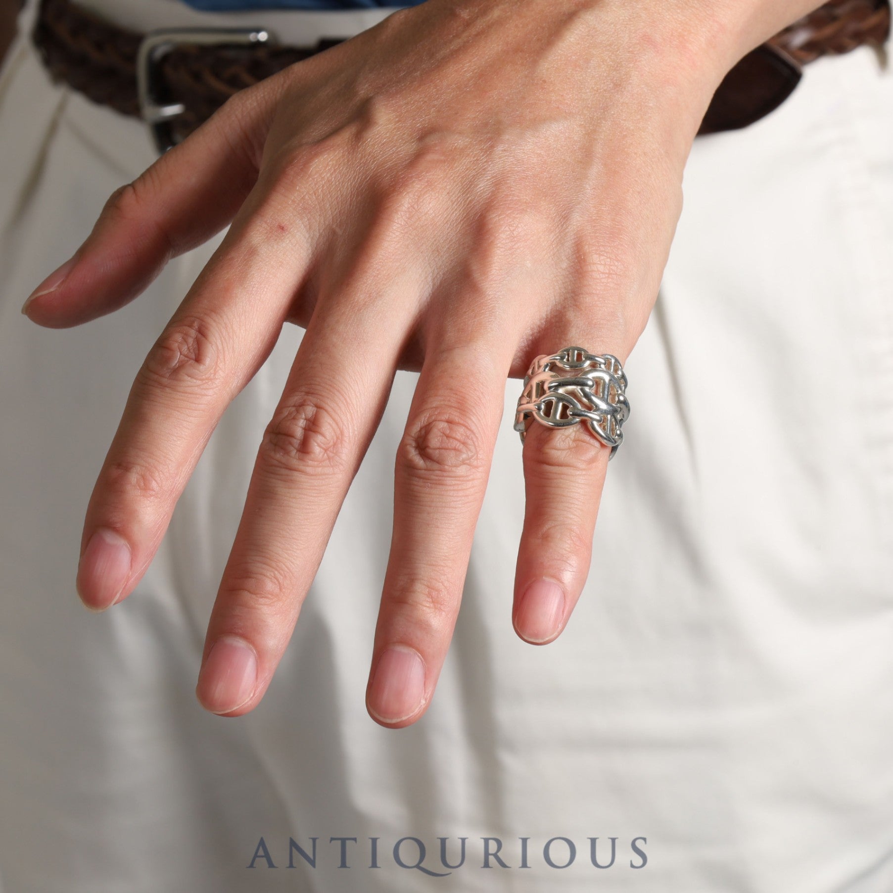 Hermes Ring Chaine d'Ancre Anchaine GM SV925 50 Size 10