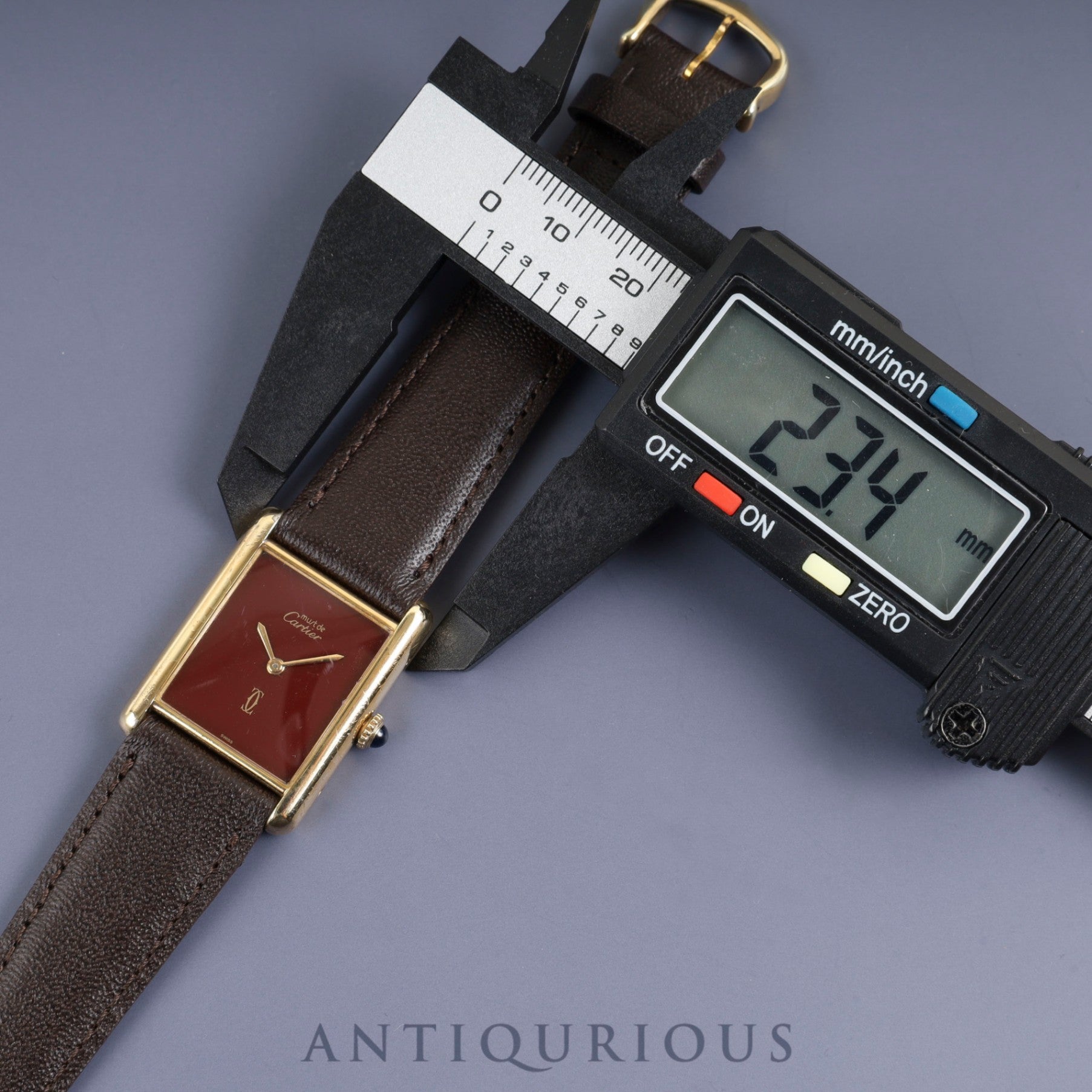 カルティエ マストタンク LM 手巻き Cal.78-1 SV925 革 純正尾錠(GP)ボルドー文字盤 ガーネットダイアル オーバーホール済み