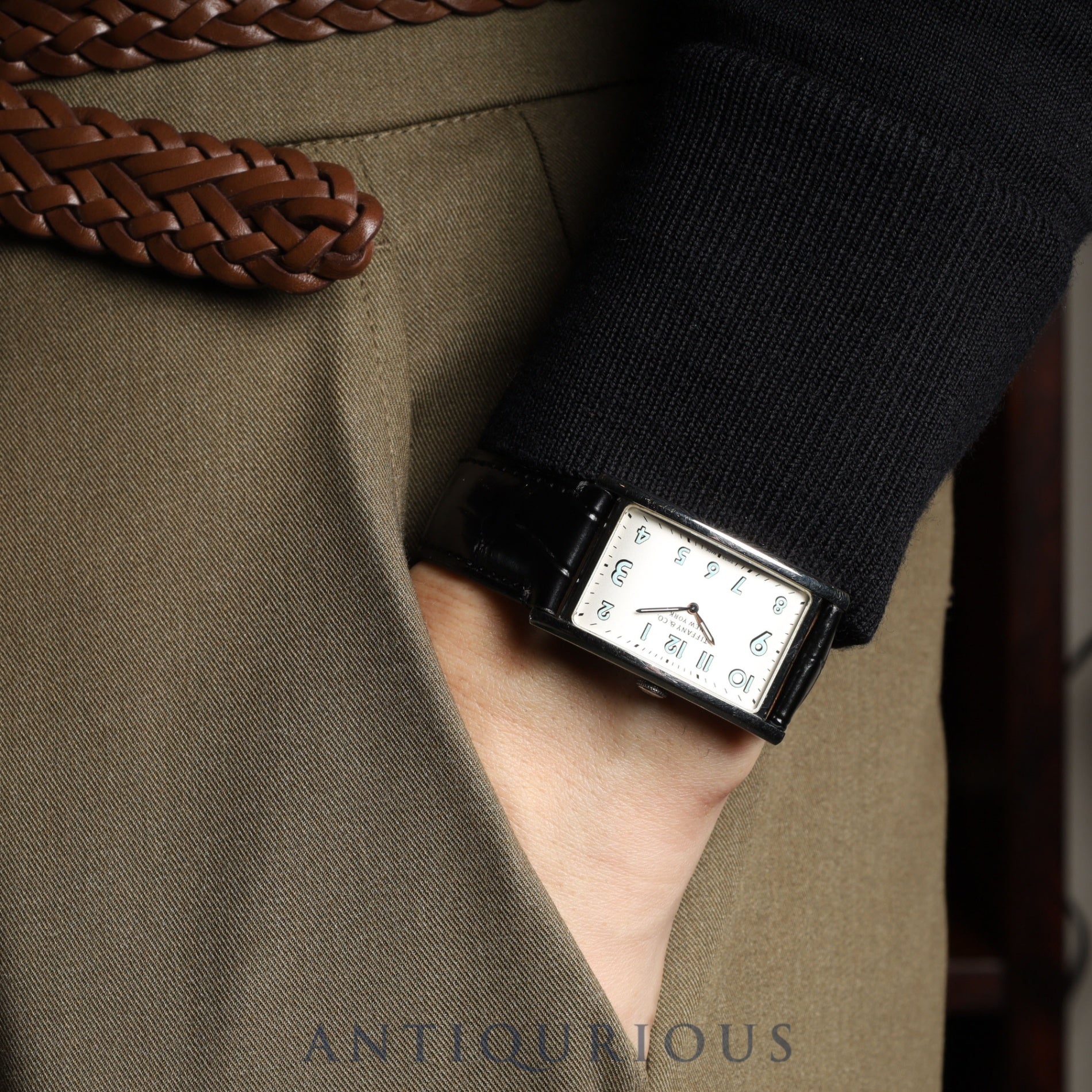 Tiffany East West 37447102 Quartz SS Leather Third party buckle (SS) Silver Arabic dial Box Warranty (2017) Overhauled