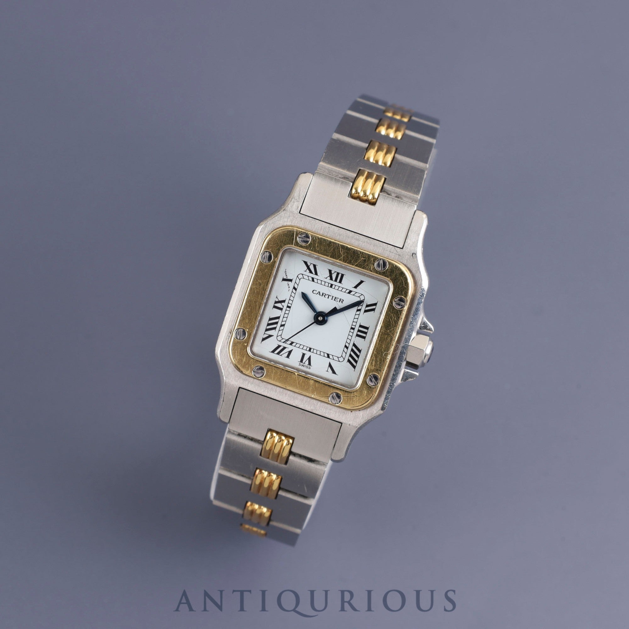 Cartier Santos Carrée SM AC14.30gr OR 0.750 2.80gr / 0902 Automatic SS/YG White Roman Dial Warranty (1988) Overhauled