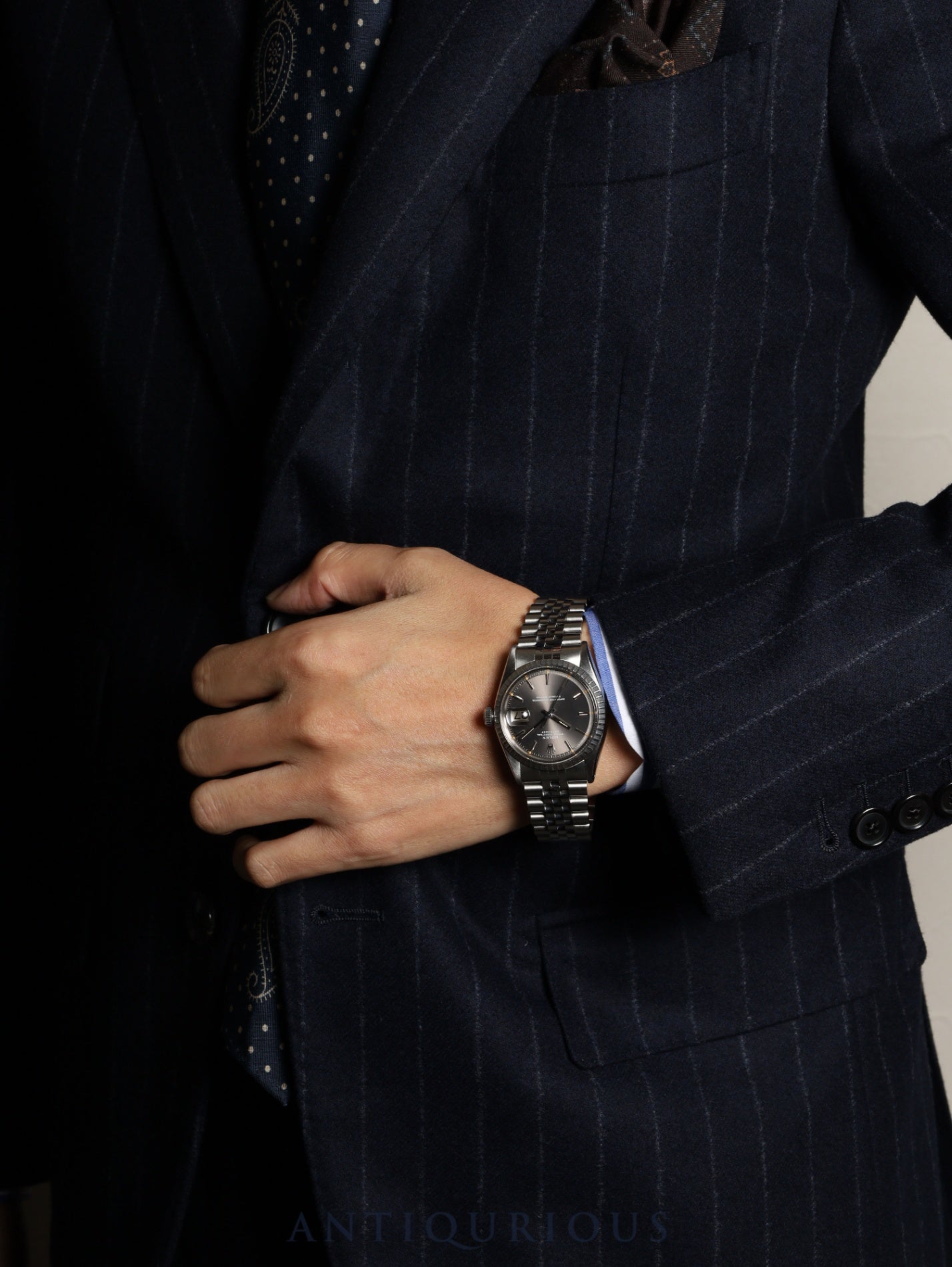 ロレックス デイトジャスト 1603 自動巻き Cal.1570 SS/SS SS グレー文字盤 3番(1972年)保証書 冊子 オーバーホール済み