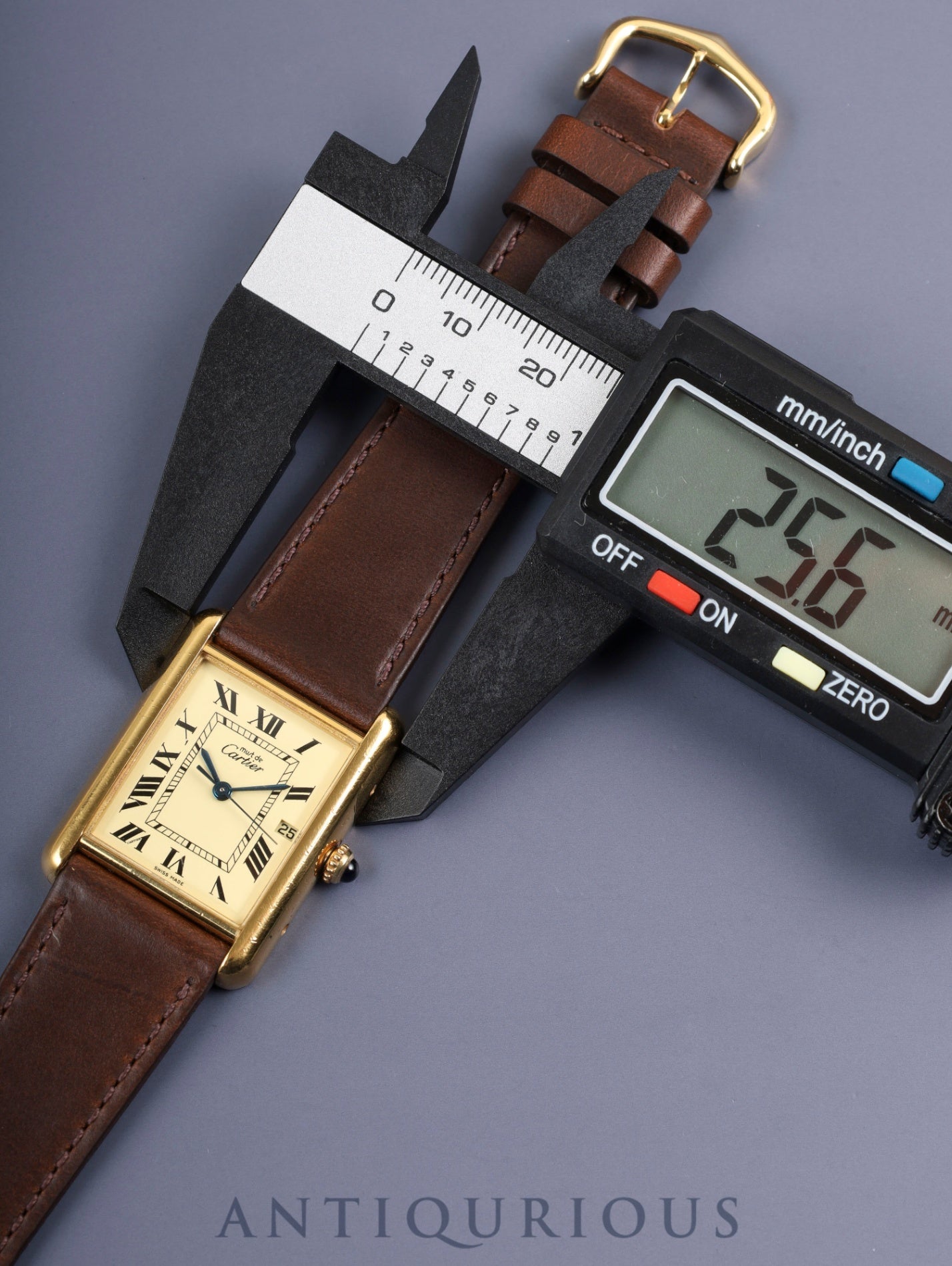 カルティエ マストタンク GM(XL) 2413 クォーツ Cal.687 SV925 革 純正Dバックル(GP) アイボリーローマン文字盤 箱 保証書(2005年) オーバーホール済み