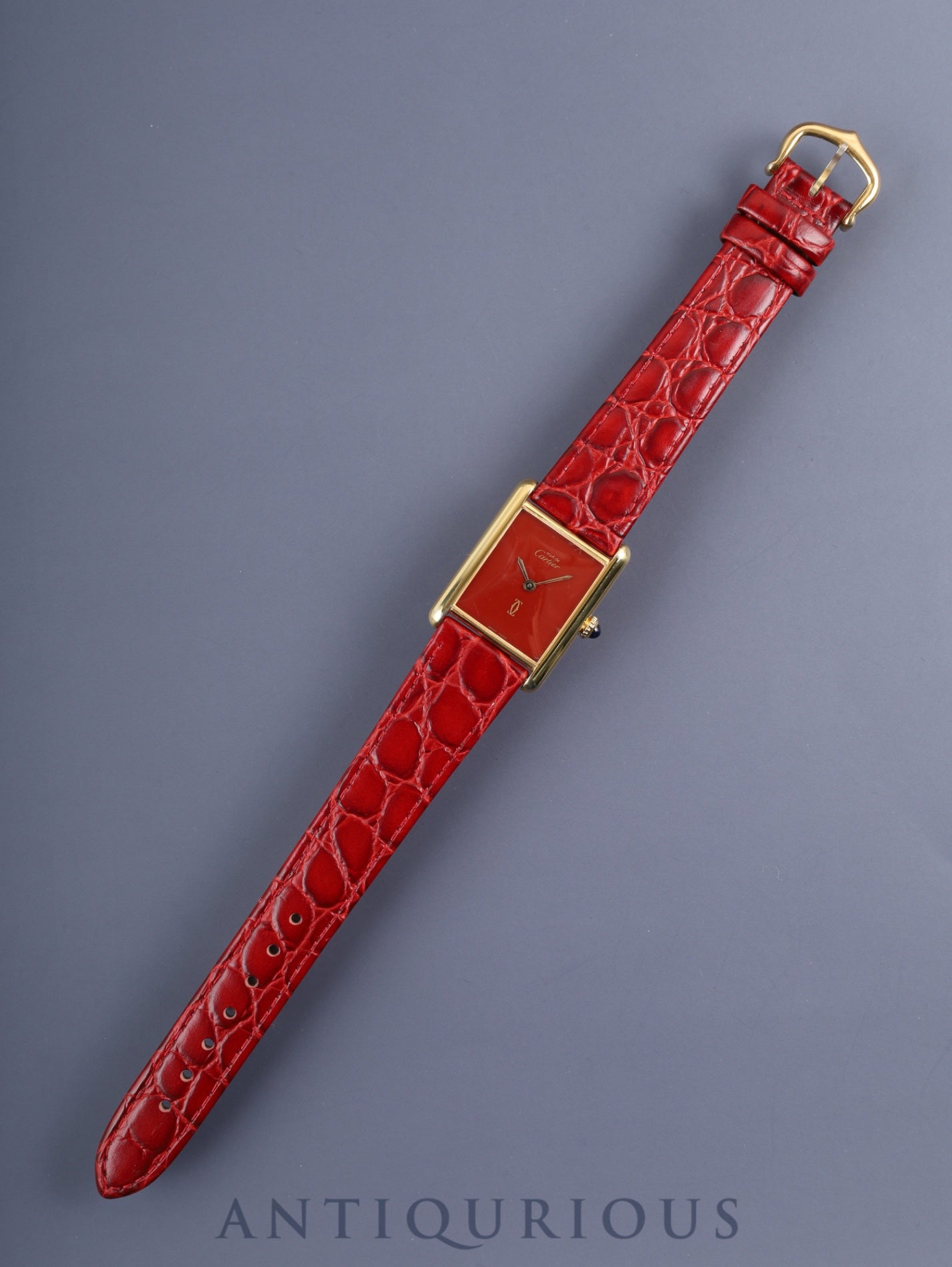 カルティエ マストタンク LM 手巻き SV925 革 純正尾錠(GP) コーラル文字盤(SWISS MADE表記) カルティエブティックにてコンプリートサービス済み 新品仕上げ済み