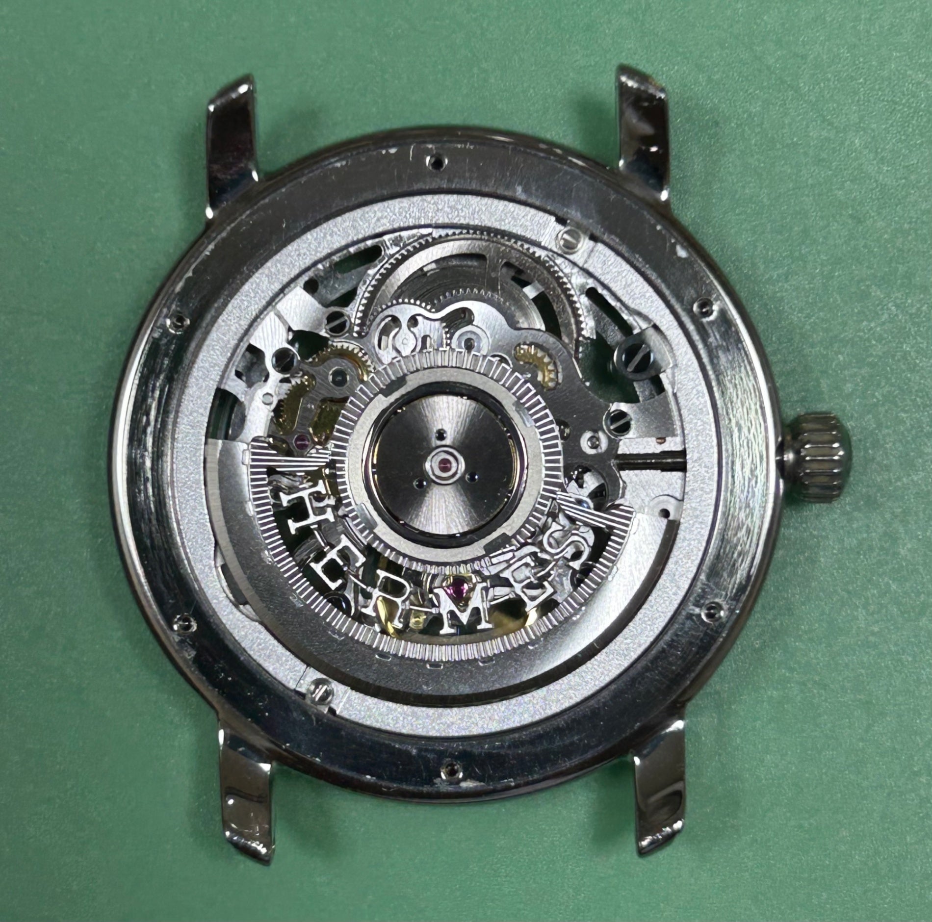 Hermès Sesame SM1.710 Automatic Caliber - Stainless Steel Genuine Leather Strap Genuine Buckle (SS) Skeleton Dial Warranty (2001) Box Booklet Overhauled