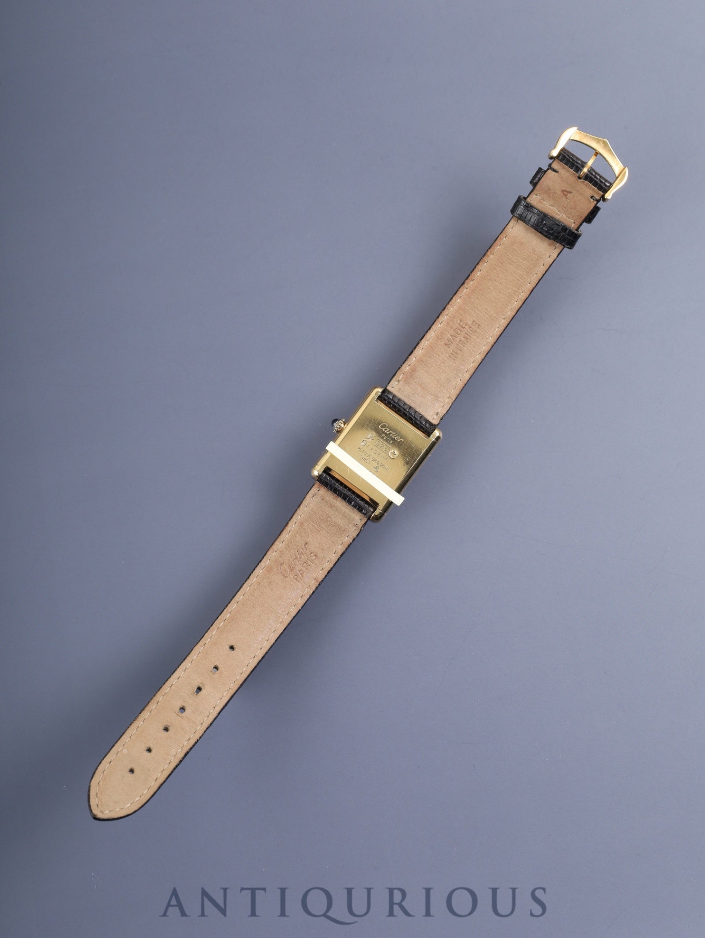 Cartier Must Tank LM, manual winding, Cal. 78-1, SV925, genuine leather strap, genuine buckle (GP), onyx dial, circa 1976-1981, overhauled.