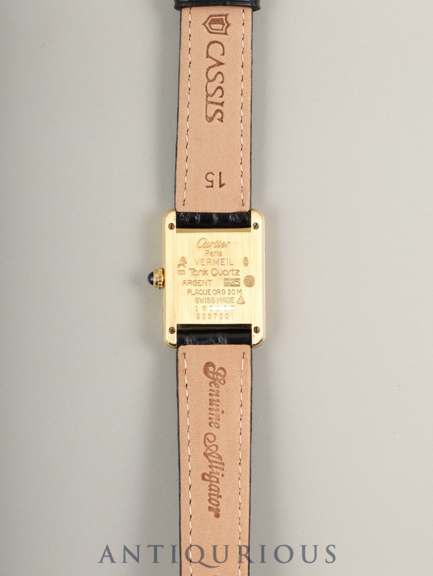 カルティエ マストタンク SM 5057001 クォーツ Cal.057 SV925 革 純正尾錠(GP) 飛びアラビアCC文字盤 箱 保証書(1996年) オーバーホール済み 新品仕上げ済み