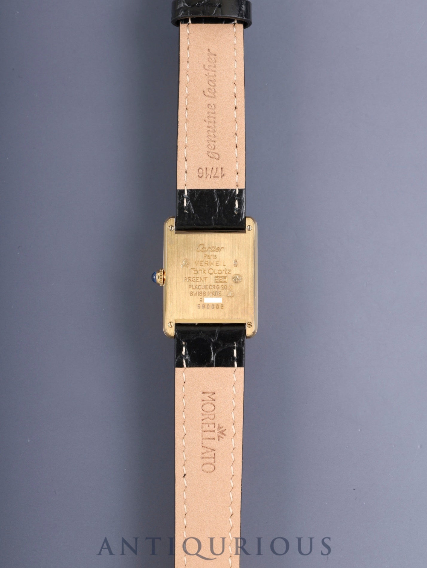カルティエ マストタンク LM 590005 クォーツ Cal.690 SV925 革 純正ピンバックル(GP)アイボリーローマン文字盤(SWISS表記)箱 冊子