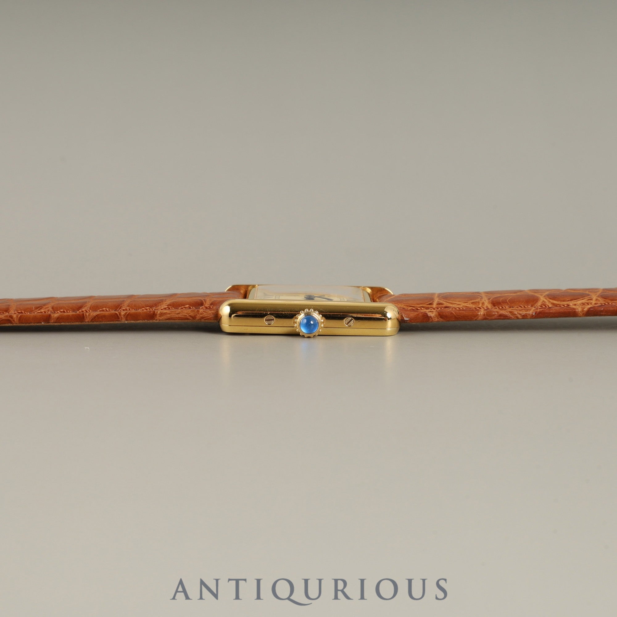 Cartier Must Tank SM 5057001 Quartz Caliber 057 SV925 Leather Strap with Genuine GP Buckle Ivory Roman Dial Overhauled and Finished to Look Like New