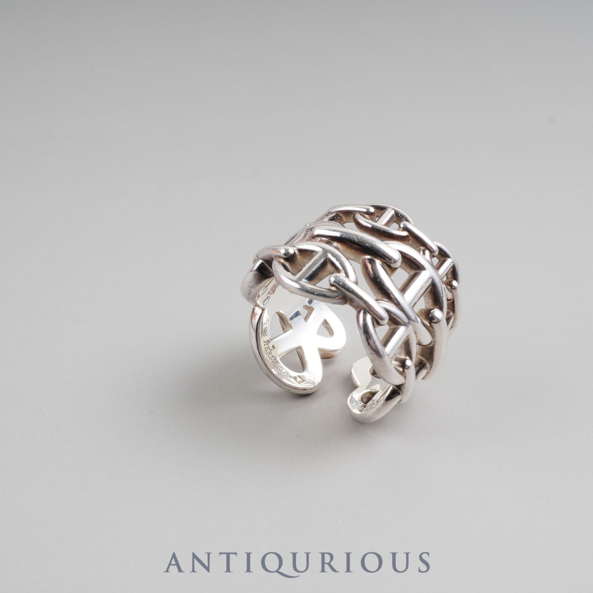 Hermes Ring Chaine d'Ancre Anchaine GM SV925 58 Size 17.5 with box