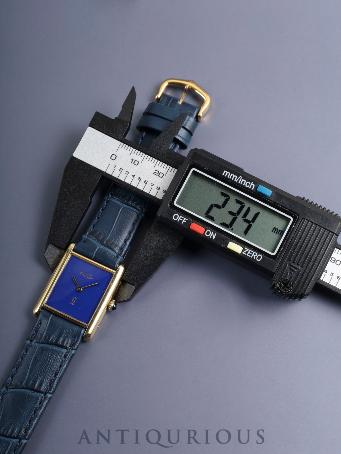 Cartier Must Tank LM Hand-wound Cal.78-1 SV925 Leather Genuine Pin Buckle (GP) Lapis Lazuli Dial (SWISS MADE) Complete service performed at Cartier boutique