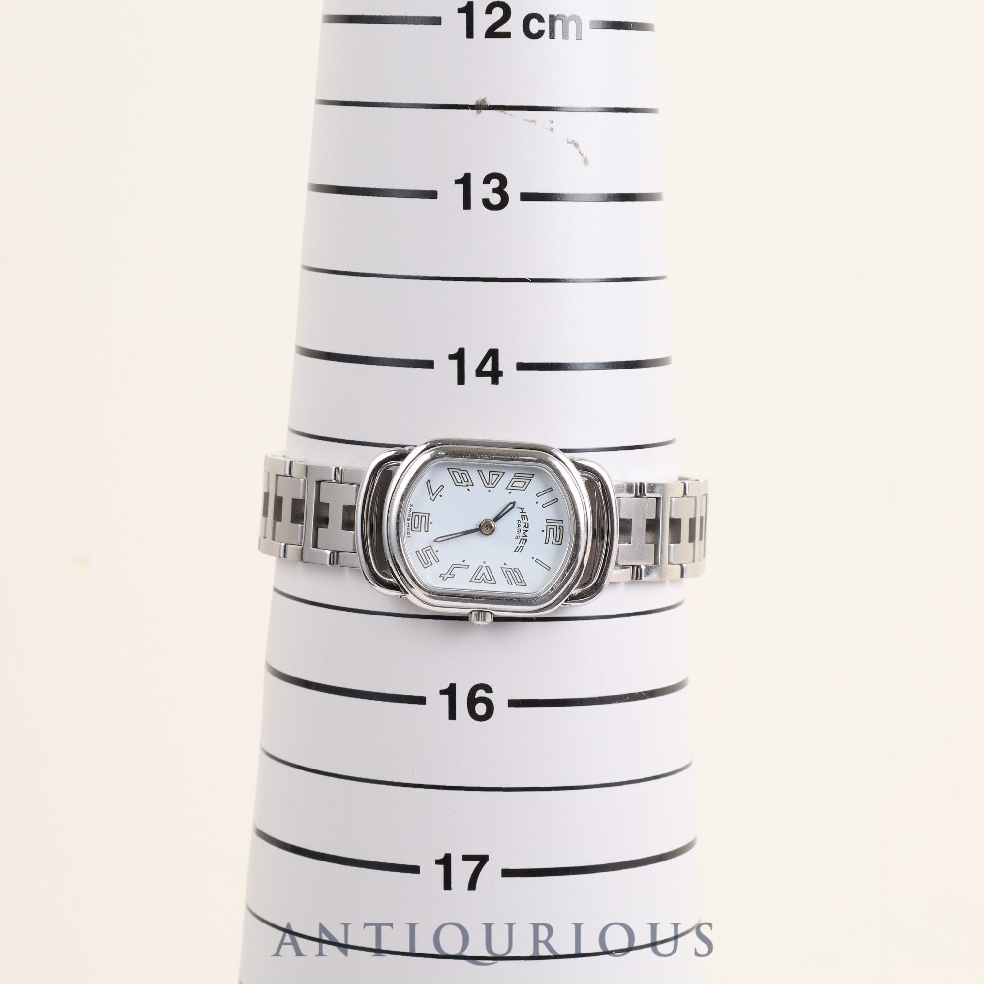 Hermes Rally RA1.210 Quartz Cal.976.001 SS White Dial Warranty (2002) Box Overhauled