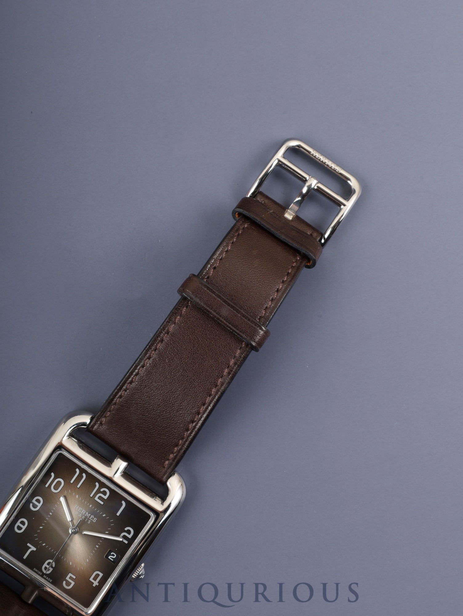 エルメス ケープコッド CC1.810 クォーツ Cal.E64111 SS 純正革ベルト 純正ピンバックル(SS)ダークブラウンアラビア文字盤 箱 冊子 オーバーホール済み