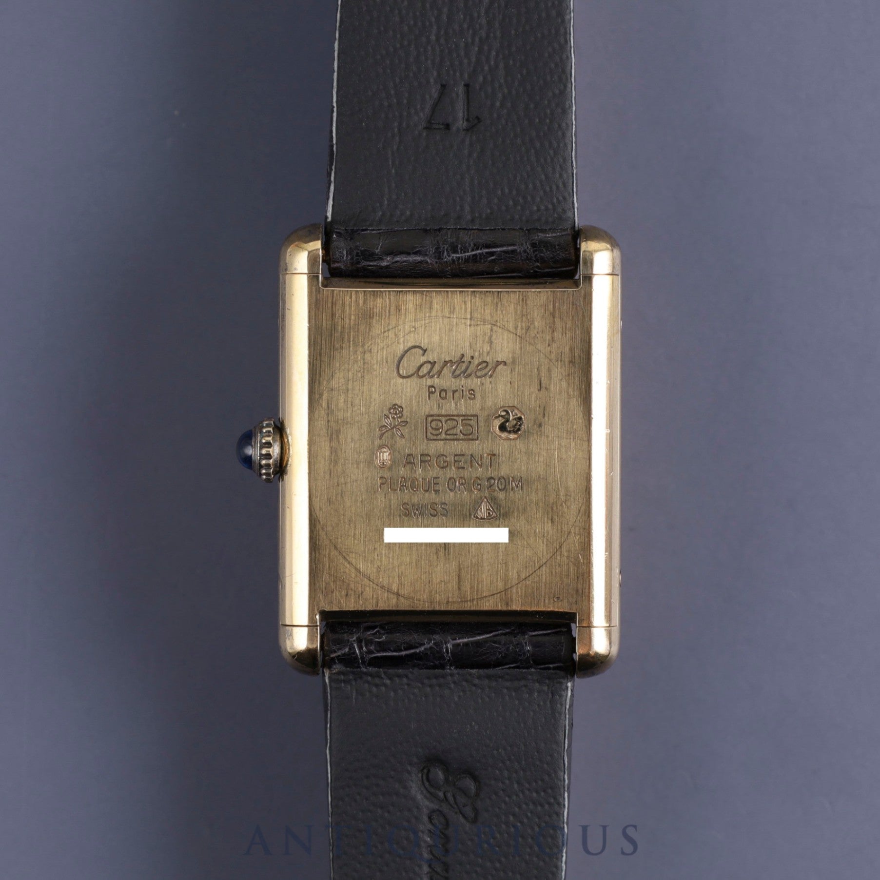 カルティエ マストタンク LM 手巻き Cal.78-1 SV925 革 純正尾錠(GP)ブラックローマン文字盤 オーバーホール済み