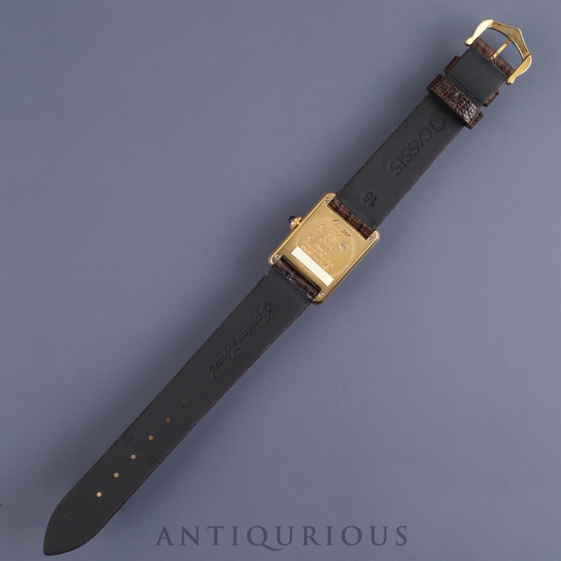 Cartier Must Tank SM 4919123 / 3 66001 Quartz Caliber 057 SV925 Leather Strap with Genuine GP Buckle, Square Trinity Dial, Box, Warranty Card, Overhauled