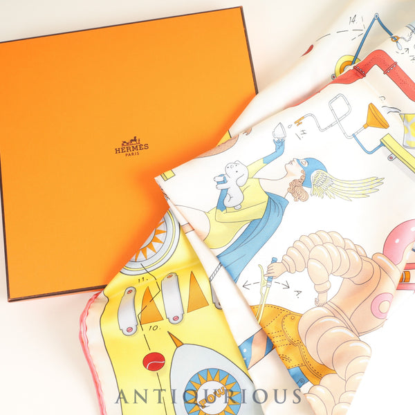 エルメス スカーフ カレ90 Tea for Two ティーフォートゥー 箱 タグ SILK100%