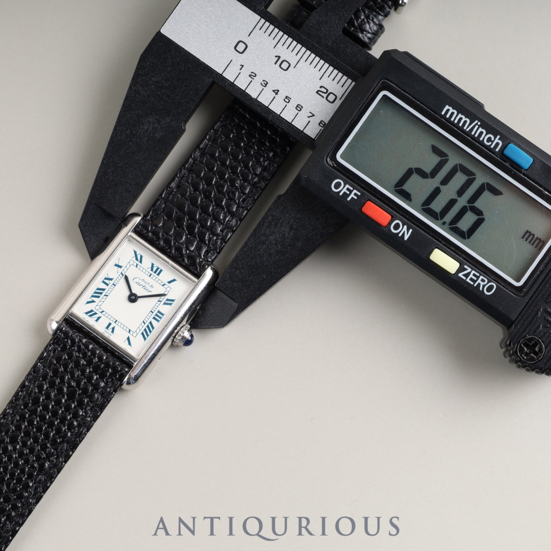 Cartier Must Tank SM 6057002 Quartz Caliber 057 SV925 Leather Strap with Genuine Stainless Steel Buckle, White Roman Dial (SWISS Marking), Overhauled and Finished to Look Like New