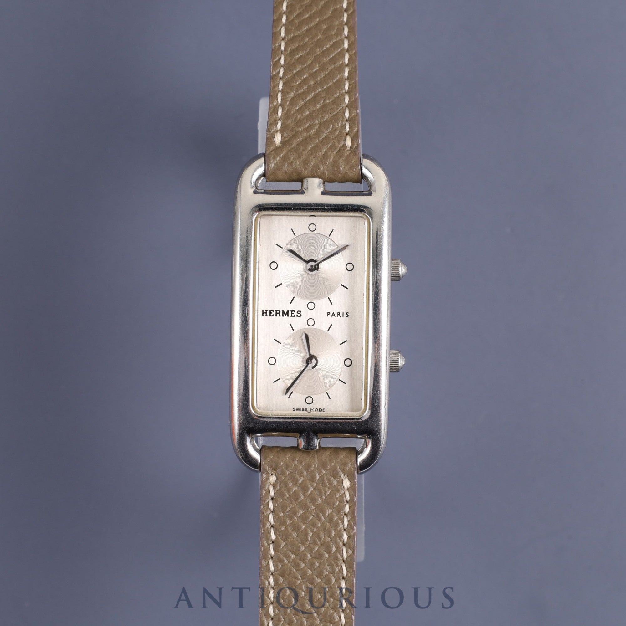 Hermes Cape Cod Dezone CC3-210 Quartz Cal.E01001 SS Leather Genuine Buckle (SS) Silver Dial Box Warranty (2014) Overhauled