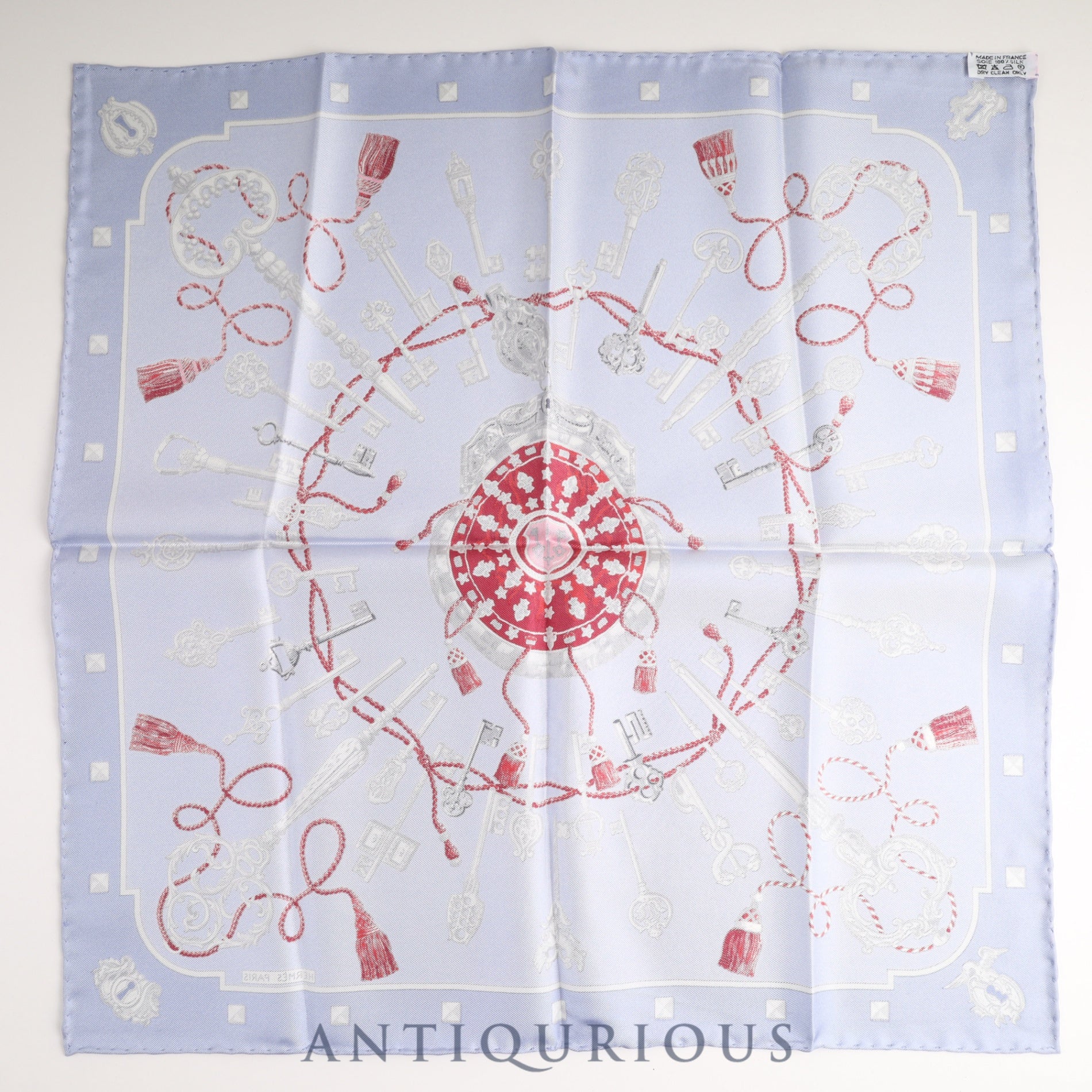 エルメス スカーフ カレ45 LES CLES 鍵 SILK100%