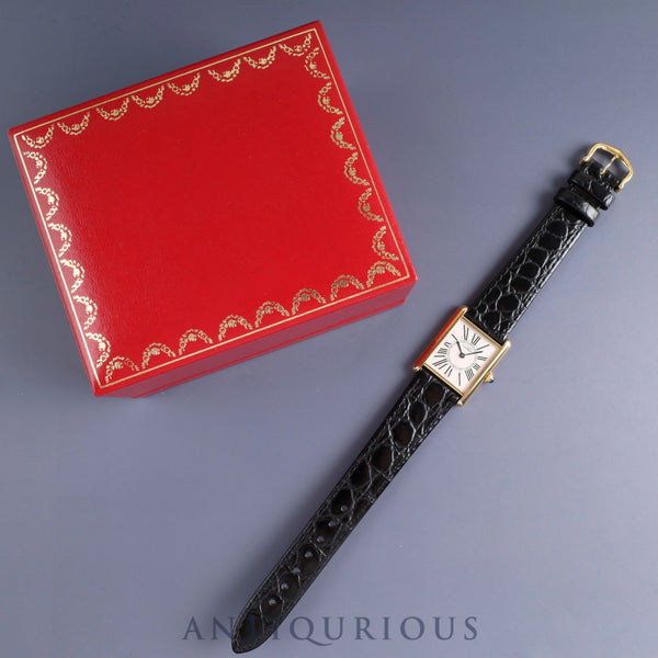 Cartier Must Tank LM 590005 Quartz Cal.90 SV925 Leather Genuine Buckle (GP) Opalan Dial Overhauled