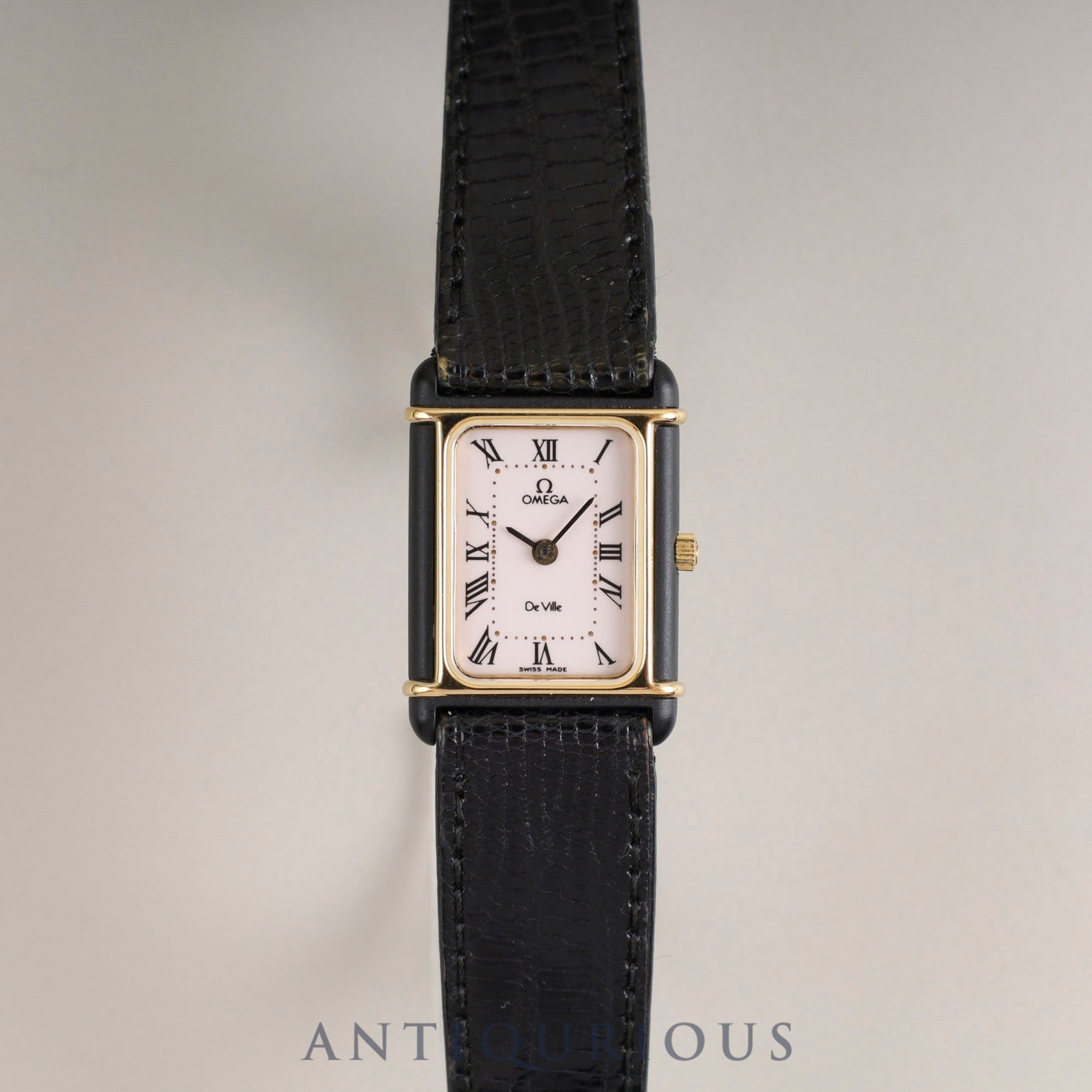 オメガ デ・ヴィル クォーツ Cal.1450 GP 純正革ベルト 純正尾錠(GP) ホワイトローマン文字盤 ケース オーバーホール済み