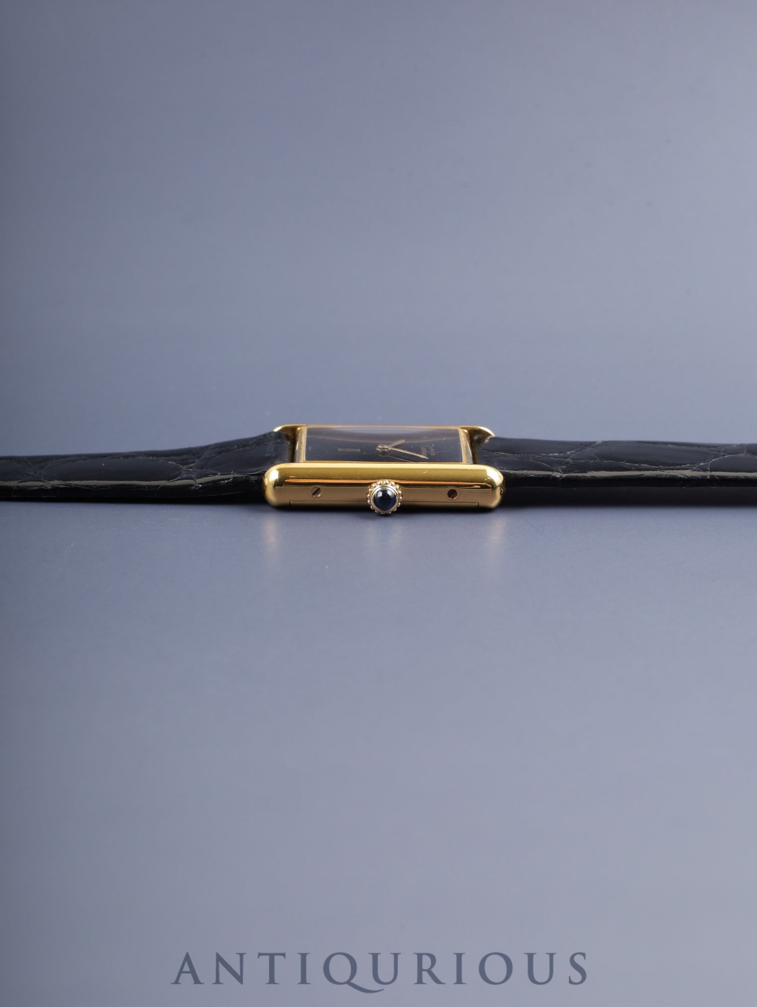 カルティエ マストタンク LM 手巻き SV925 革 純正尾錠(GP)オニキス文字盤(SWISS表記) オーバーホール済み 新品仕上げ済み