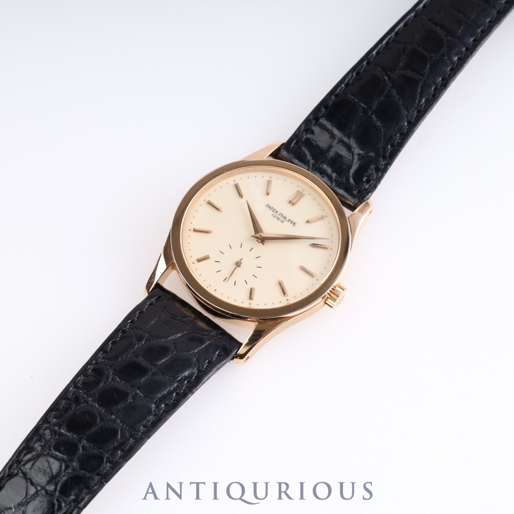 パテック・フィリップ カラトラバ 3796 手巻き Cal.215 PG 純正革ベルト 純正バックル(750)アイボリー文字盤