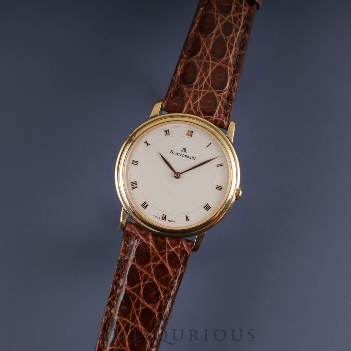 Blancpain Villeret Ultra Thin 0021-3318-55, manual winding, Cal.21, 750YG, original leather strap, original pin buckle (750YG), white dial, recently overhauled.