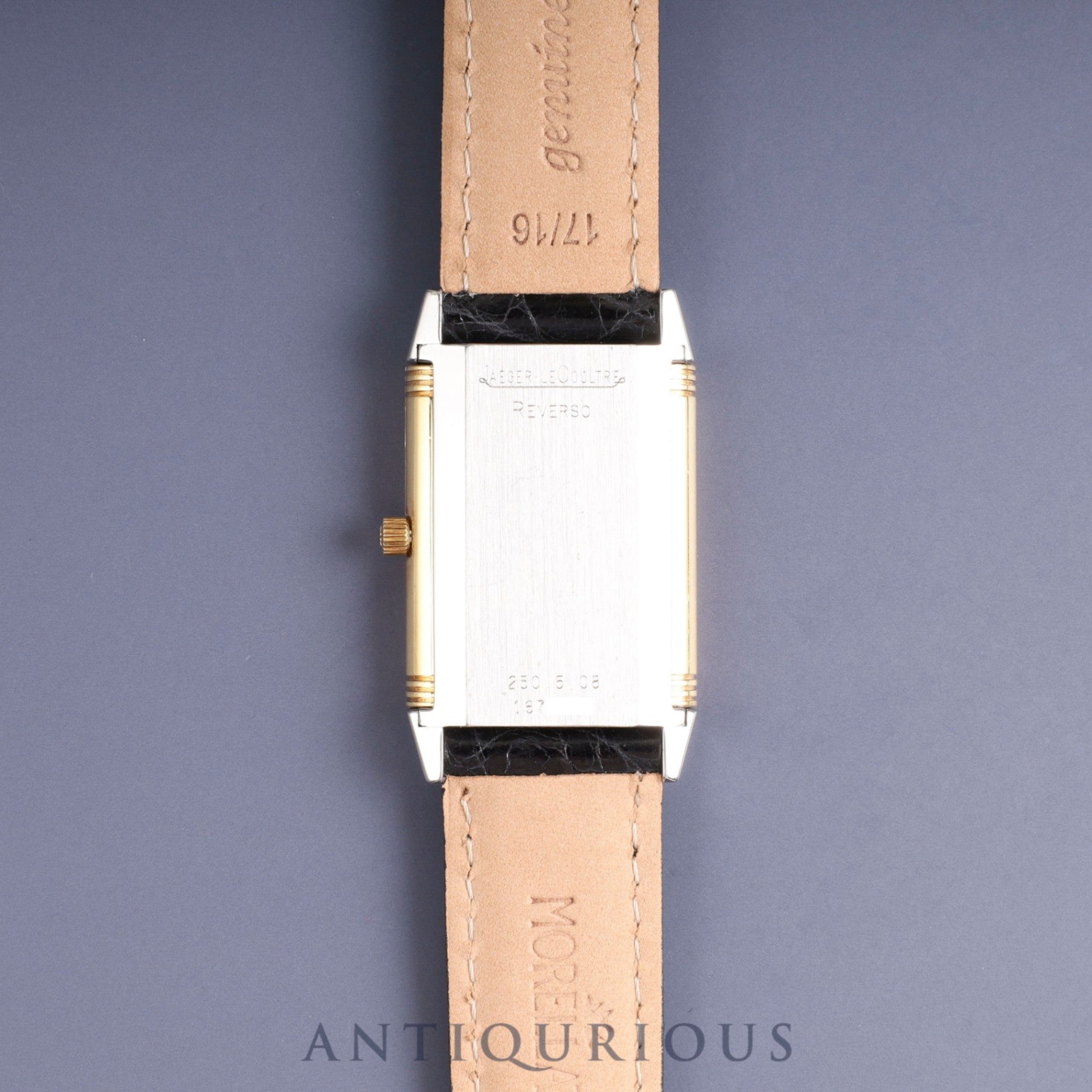 ジャガー・ルクルト レベルソ クラシック 250.8.08 クォーツ SS/YG 革 純正尾錠(SS)シルバーアラビア文字盤 オーバーホール済み ※ケース裏彫りあり