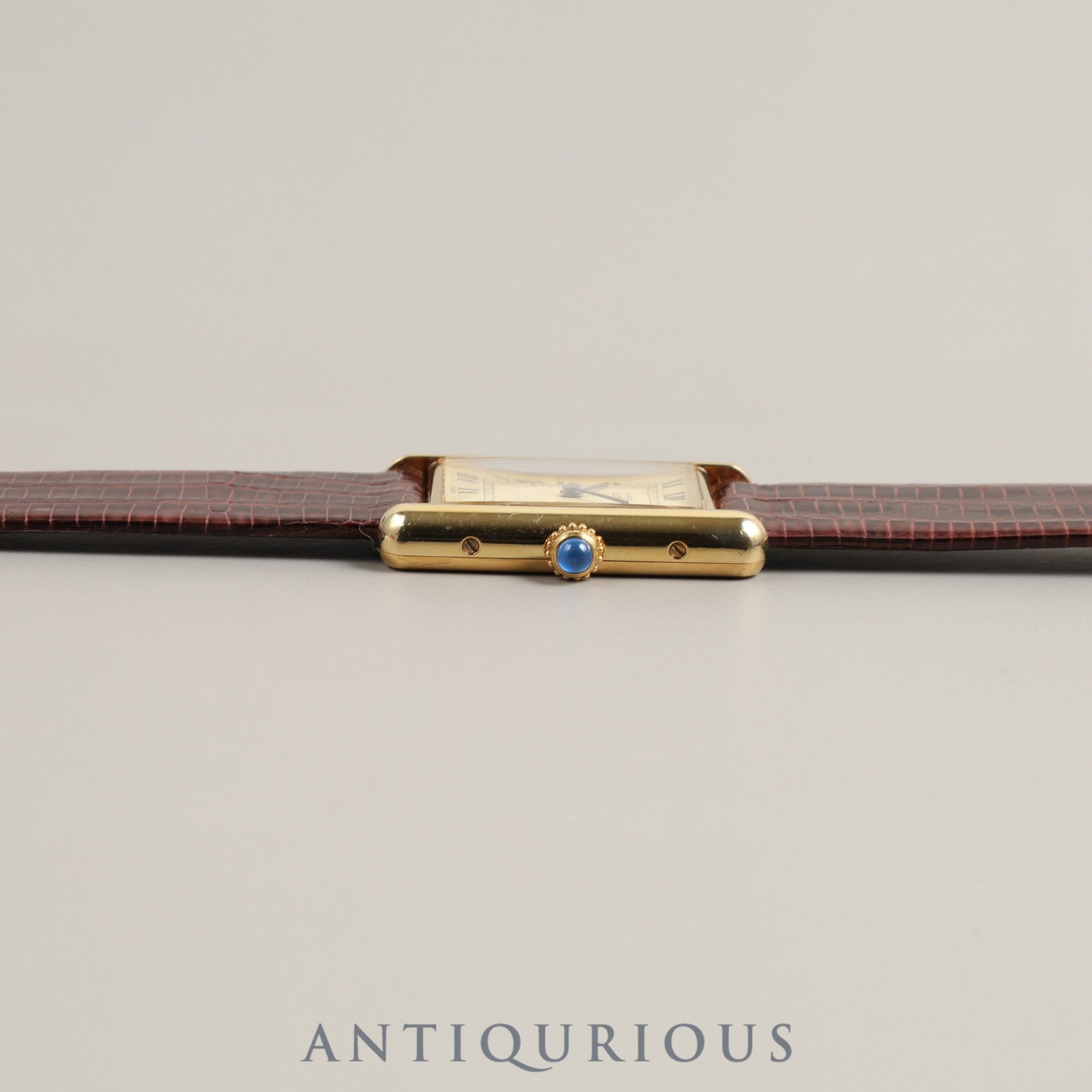 Cartier Must Tank LM QZ 590005 Cal.90 SV925 Leather Genuine Buckle (GP) Ivory Dial Box Warranty (1990) Overhauled