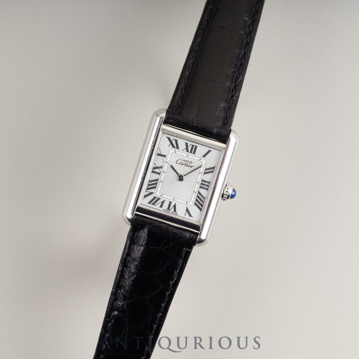 Cartier Must Tank MM 2416 Quartz Cal.057 SV925 Leather Genuine D Buckle (SS) Silver Roman Dial Overhauled
