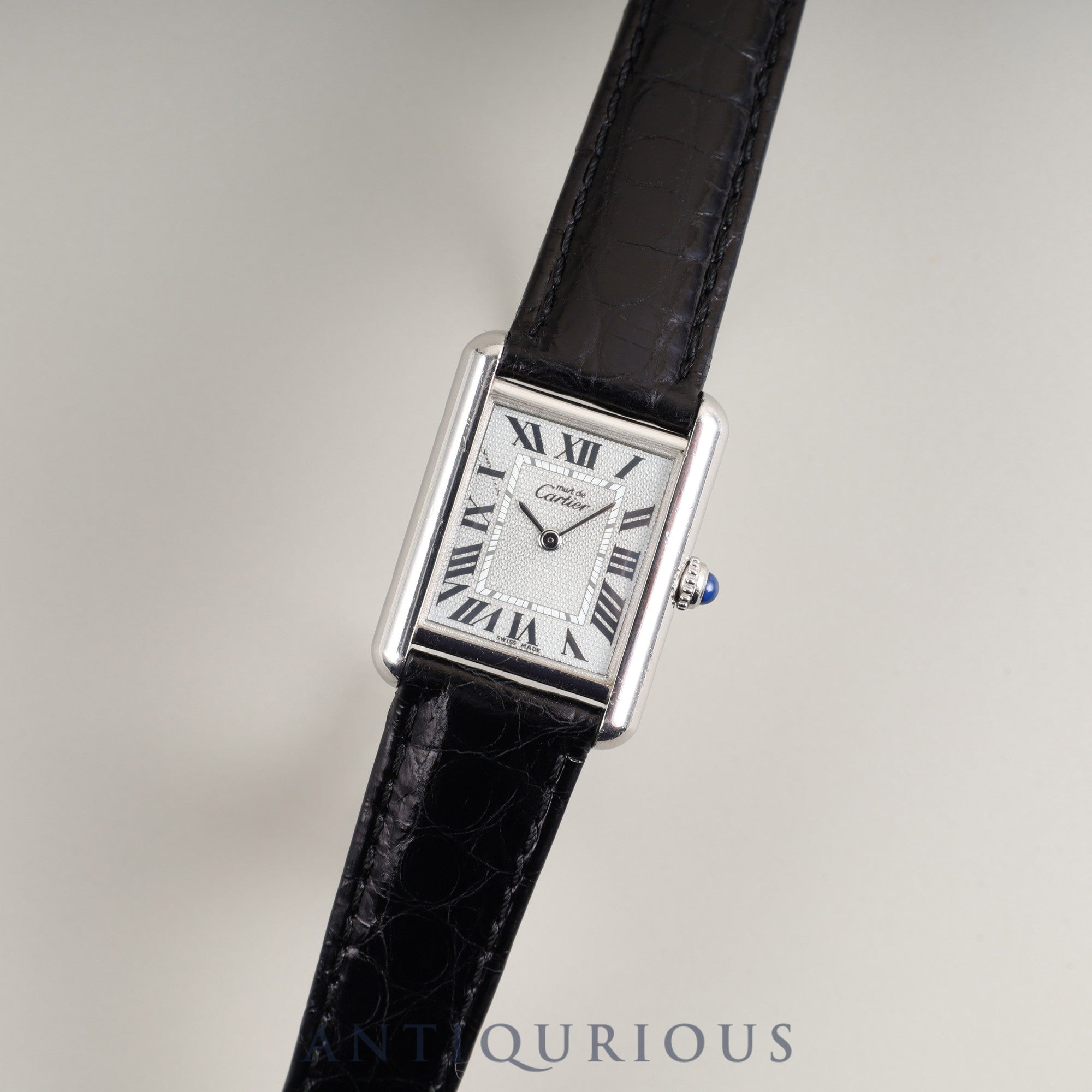 Cartier Must Tank MM 2416 Quartz Cal.057 SV925 Leather Genuine D Buckle (SS) Silver Roman Dial Overhauled