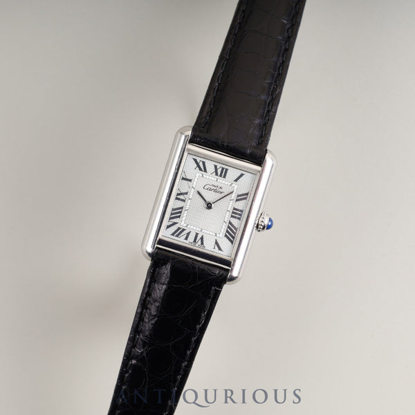 カルティエ マストタンク MM 2416 クォーツ Cal.057 SV925 革 純正Dバックル(SS) シルバーローマン文字盤 オーバーホール済み