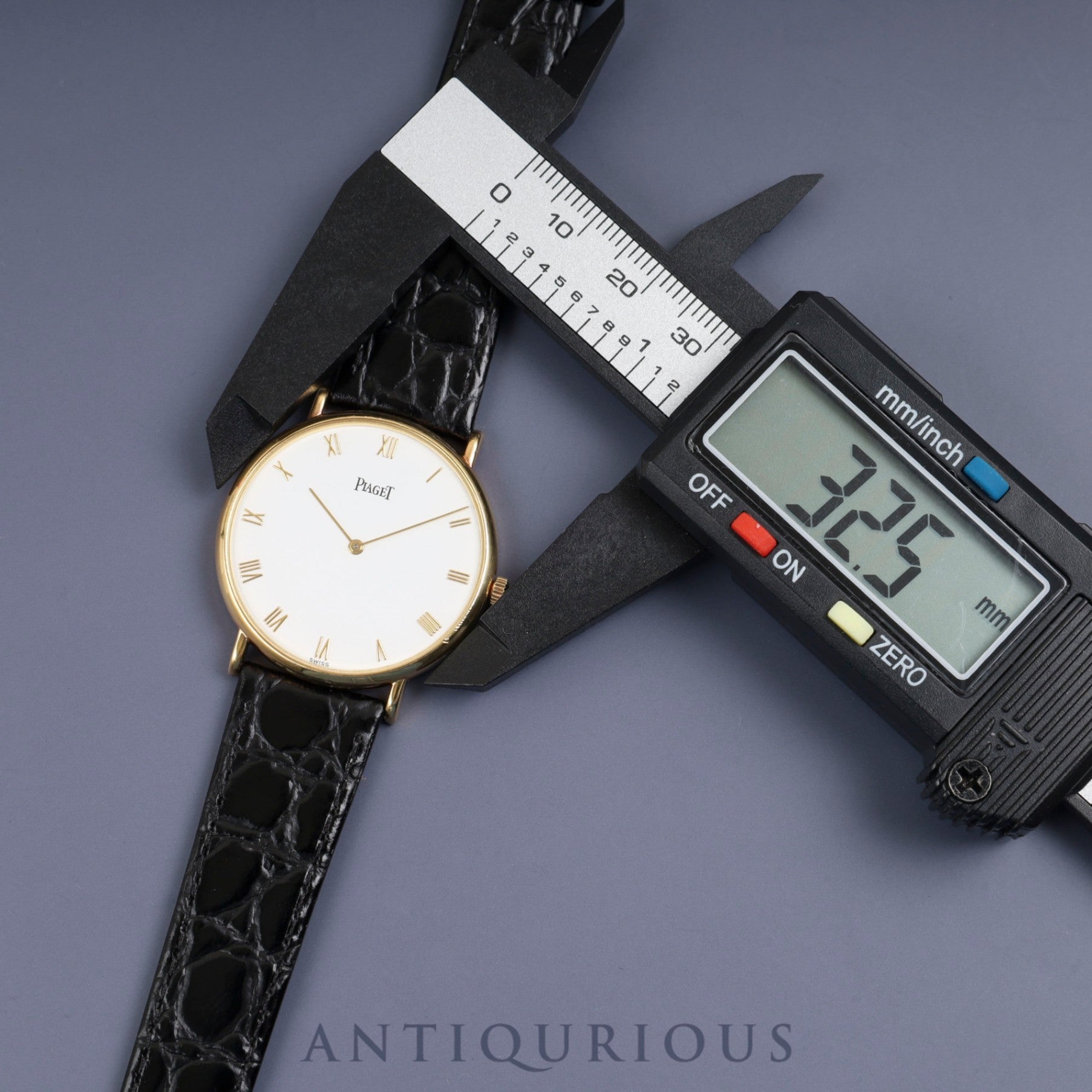 ピアジェ ラウンド 9035N 手巻き Cal.9P2 750 革 純正尾錠(GP) ホワイト文字盤 32mm 保証書 オーバーホール済み