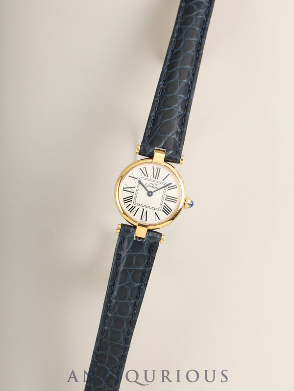 Cartier Must Vendome VLC SM 590004 Quartz Cal.90 SV925 Leather Genuine Deployant Buckle (GP) Opaline Dial (SWISS marking) Box Overhauled