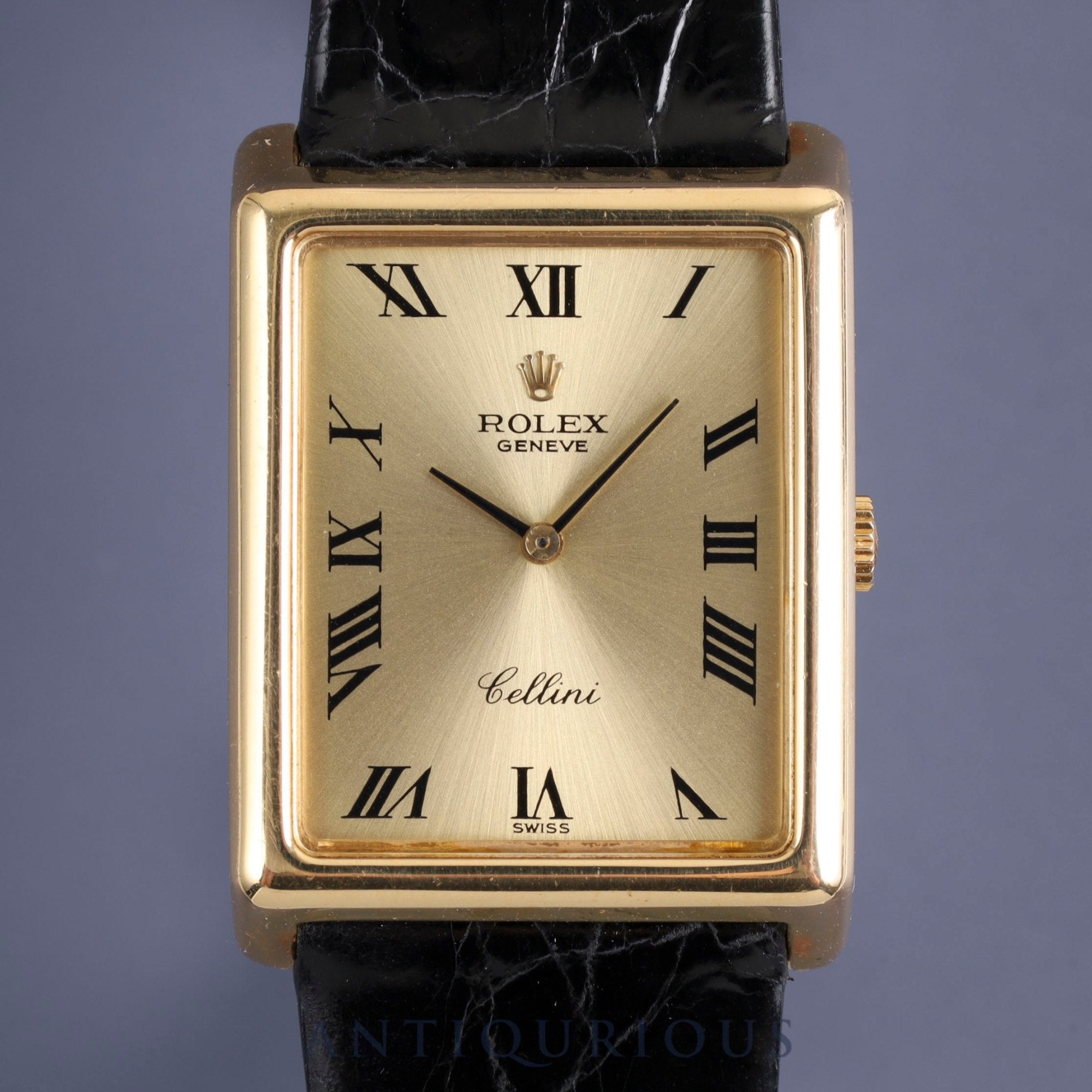 Rolex Cellini 4105 Manual winding Cal.1601 YG Leather Genuine buckle (GP) Gold Roman dial 4th series (1975) Overhauled