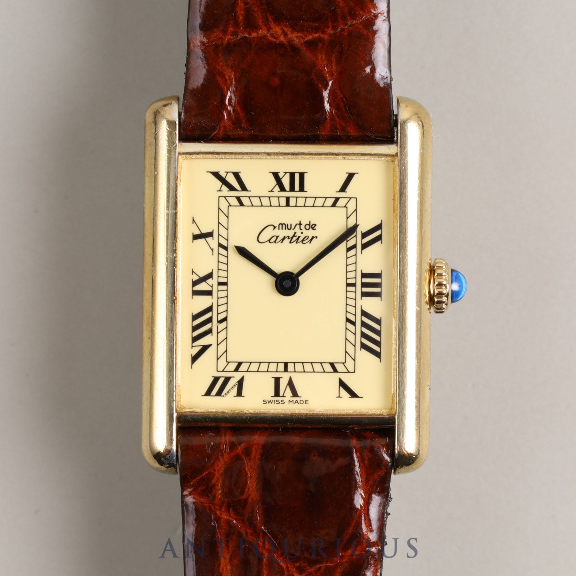 Cartier Must Tank LM Manual winding SV925 Leather Genuine buckle (GP) Ivory dial Complete service completed at Cartier boutique