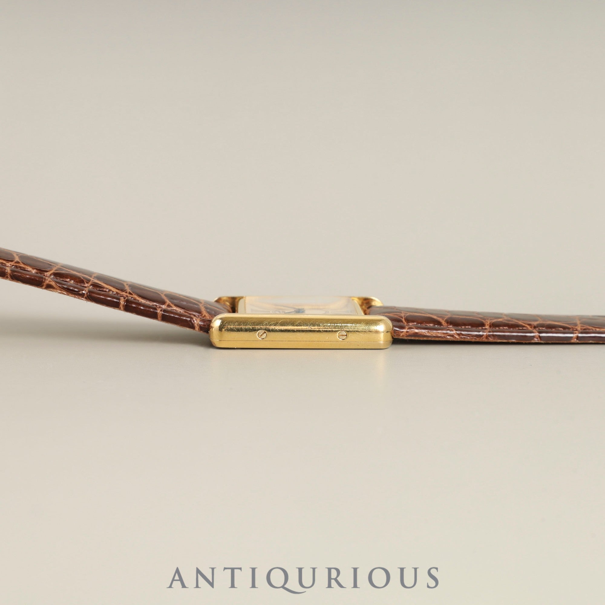 Cartier Must Tank SM 5057001 Quartz Cal.057 SV925 Leather Genuine D-buckle (GP) Opalan dial Overhauled