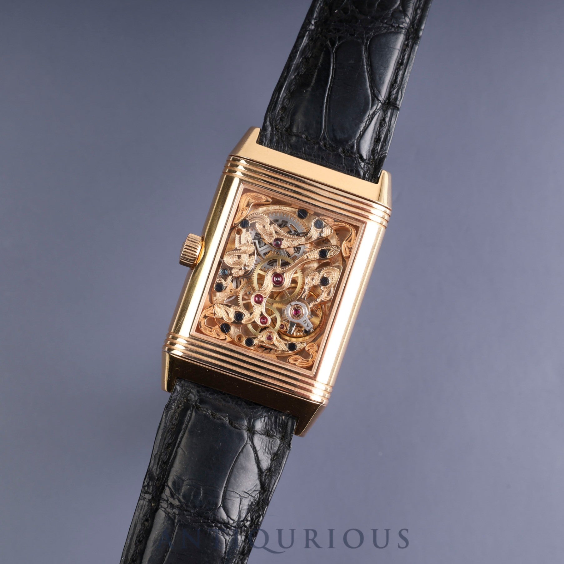 Jaeger-LeCoultre Big Reverso Art Deco 270.2.62 Manual winding Cal.822AD PG Genuine leather strap Genuine buckle (750) Silver / Skeleton dial Box