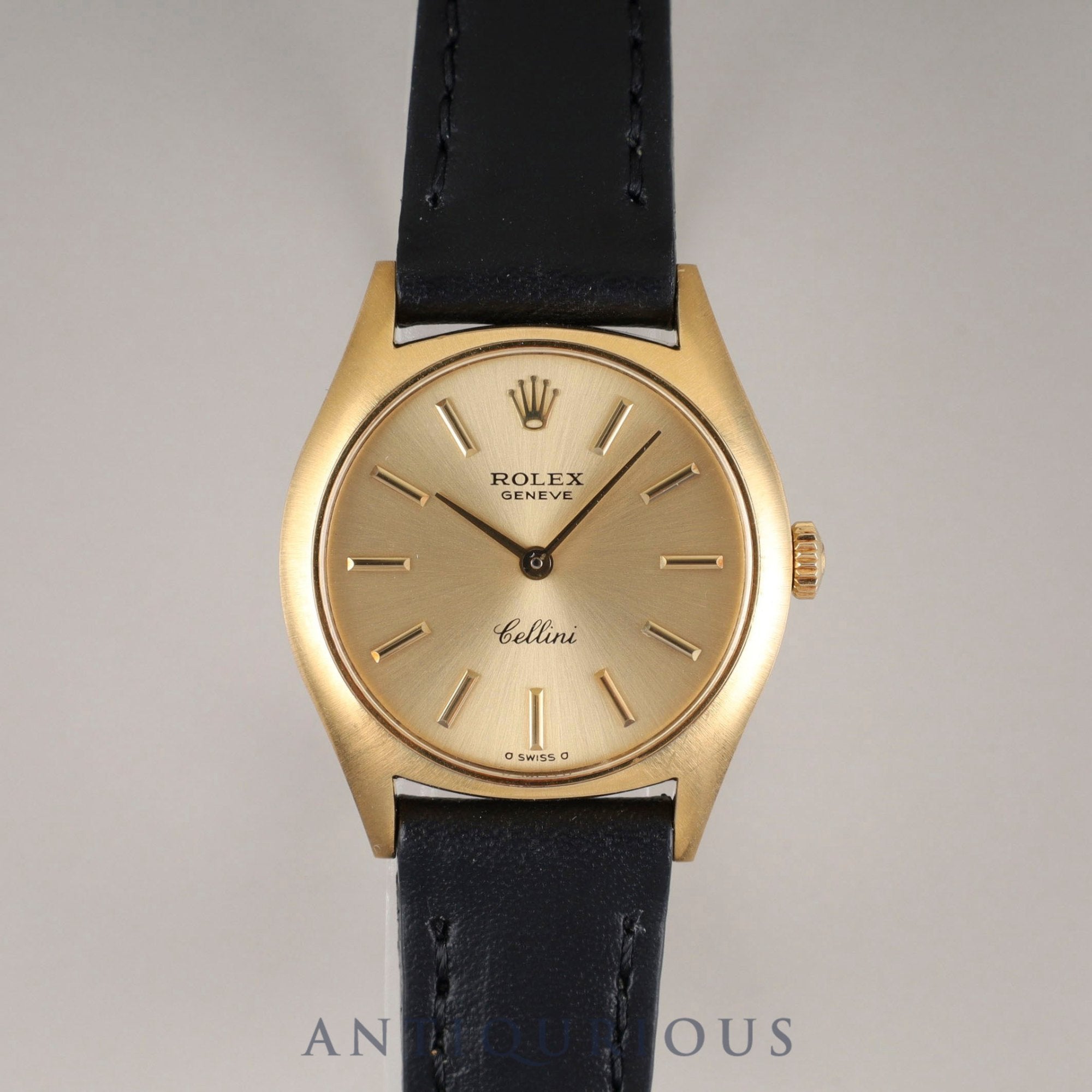 Rolex Cellini 3800 manual winding Cal. 1600 750 leather strap genuine buckle (GP) gold dial 35 series (1972) genuine leather strap overhauled