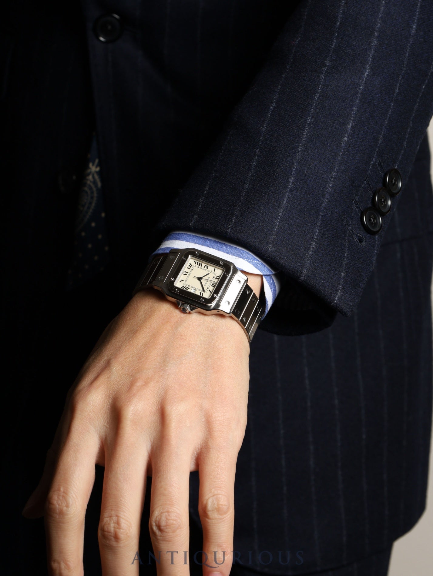 Cartier Santos Galbee LM 9172960 Automatic Caliber 2671 Stainless Steel Ivory Roman Dial Box Booklet Overhauled