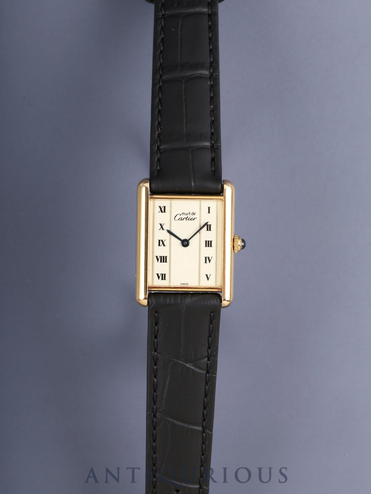 Cartier Must Tank LM W1002653 / 590005 Quartz Caliber 90 SV925 Leather Straight Roman Dial (SWISS Marking) Overhauled