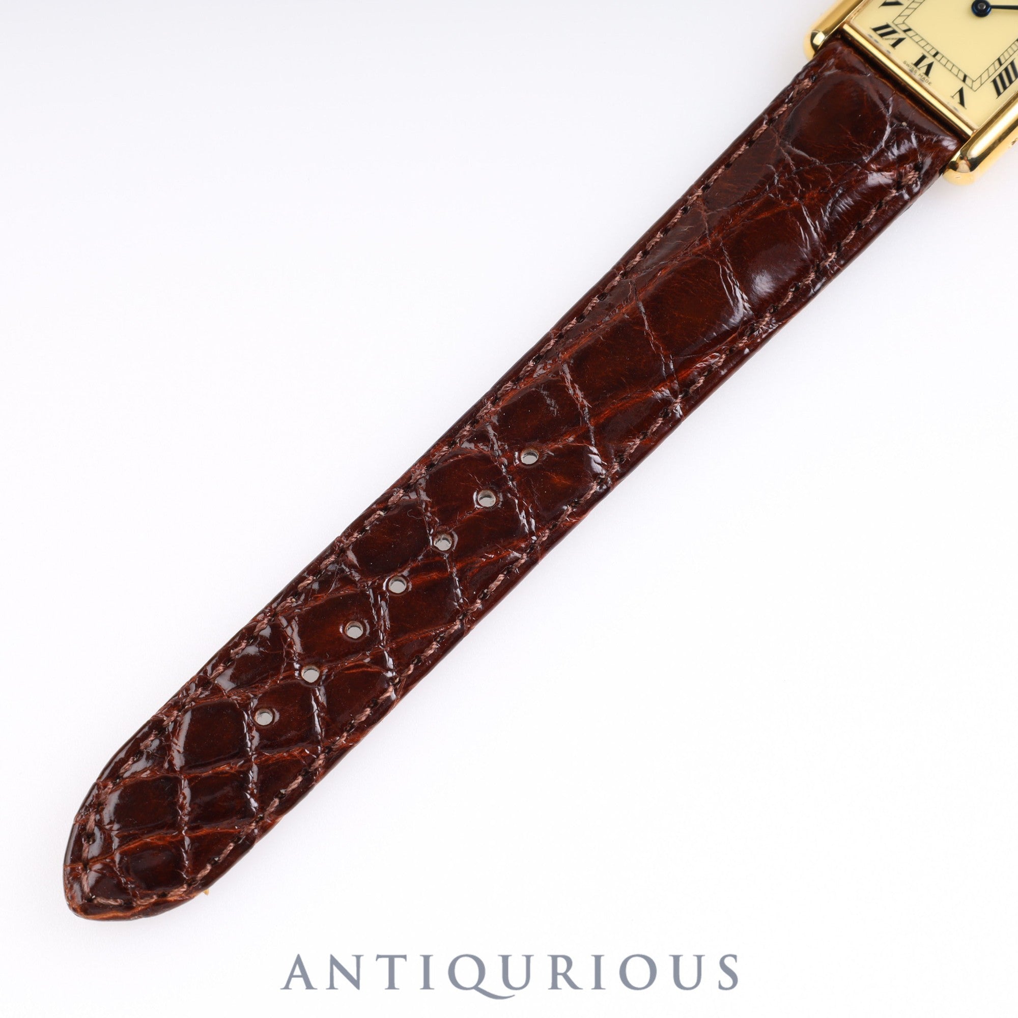 Cartier Must Tank LM QZ 590005 SV925 Leather Genuine Buckle Ivory Roman Dial Complete Service Completed