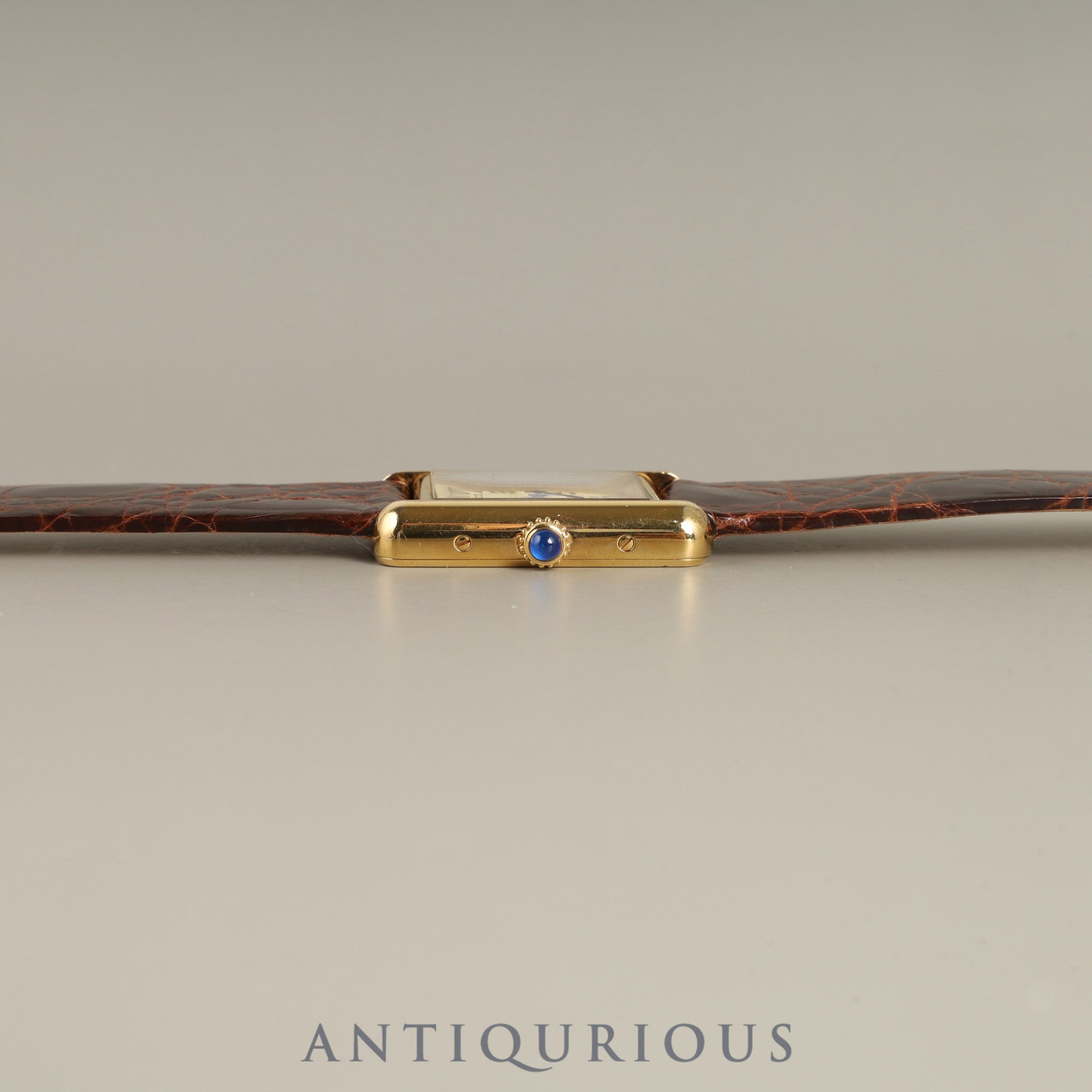 カルティエ マストタンク MM 2415 クォーツ Cal.057 SV925 革 純正尾錠(GP) アイボリーローマン文字盤(ガラス小傷) 箱 冊子 保証書(2004年)オーバーホール済み