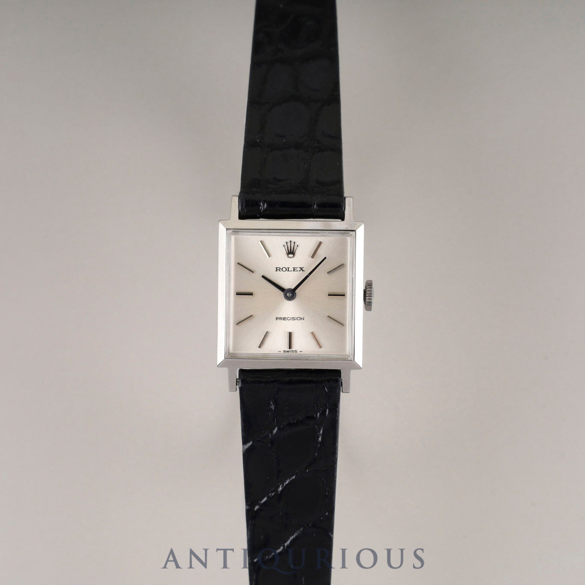 Rolex Precision 2611, manual winding, Cal. 1400, stainless steel, leather, genuine stainless steel buckle, silver dial, No. 41 (1974) *Overhauled